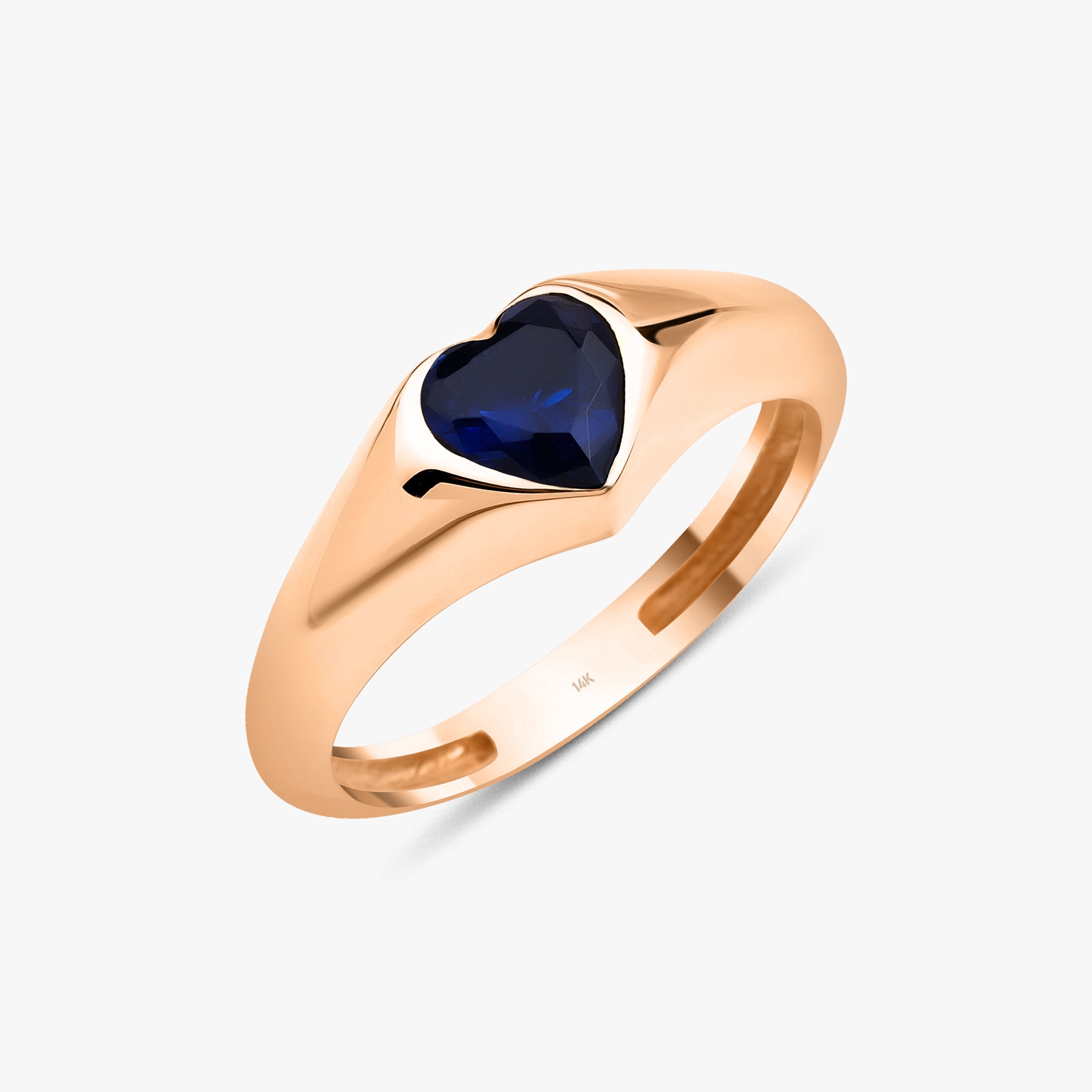 Blue Heart Cut Gemstone Ring in 14K Gold