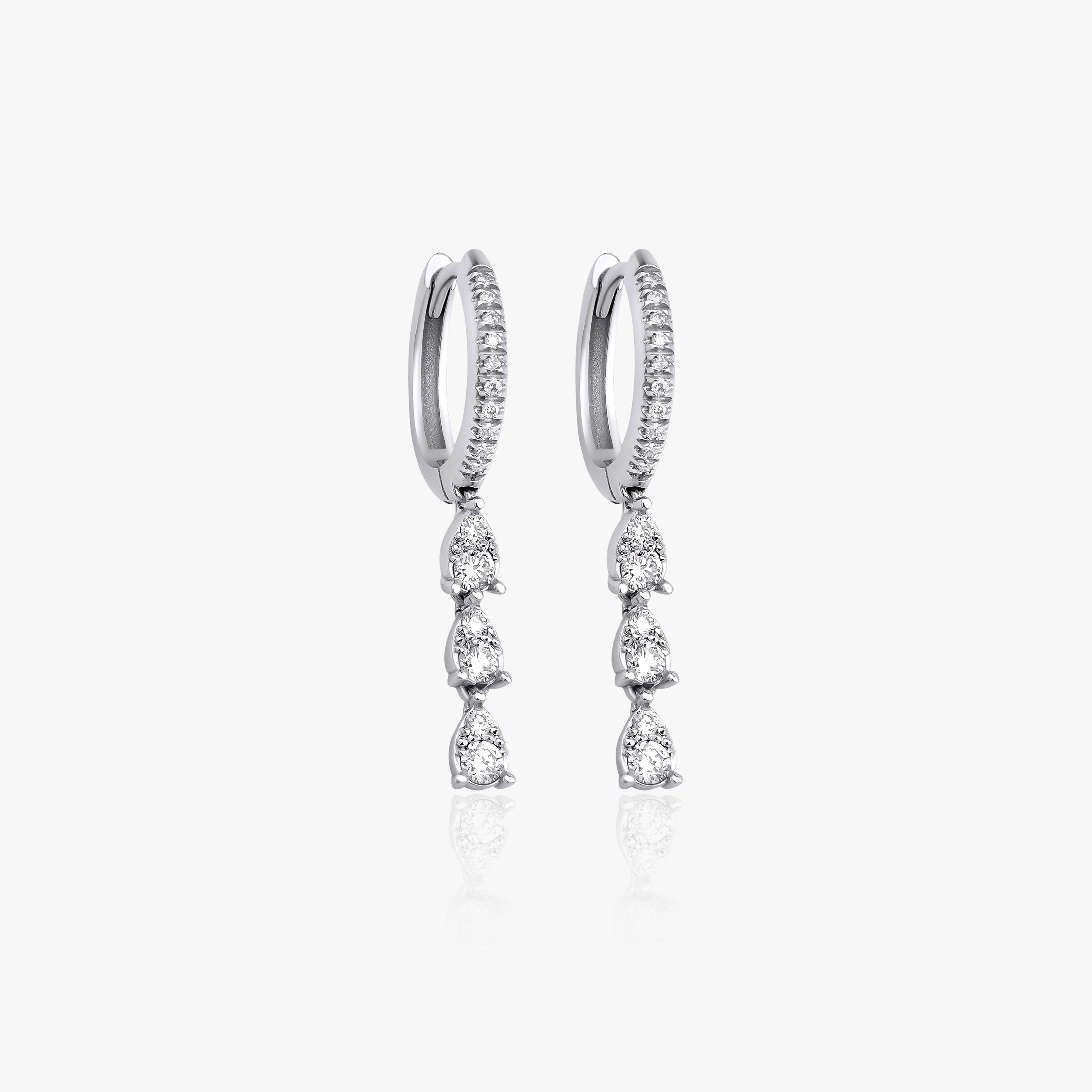 Diamond Hoop Dangle Earrings Available in 14K and 18K Gold