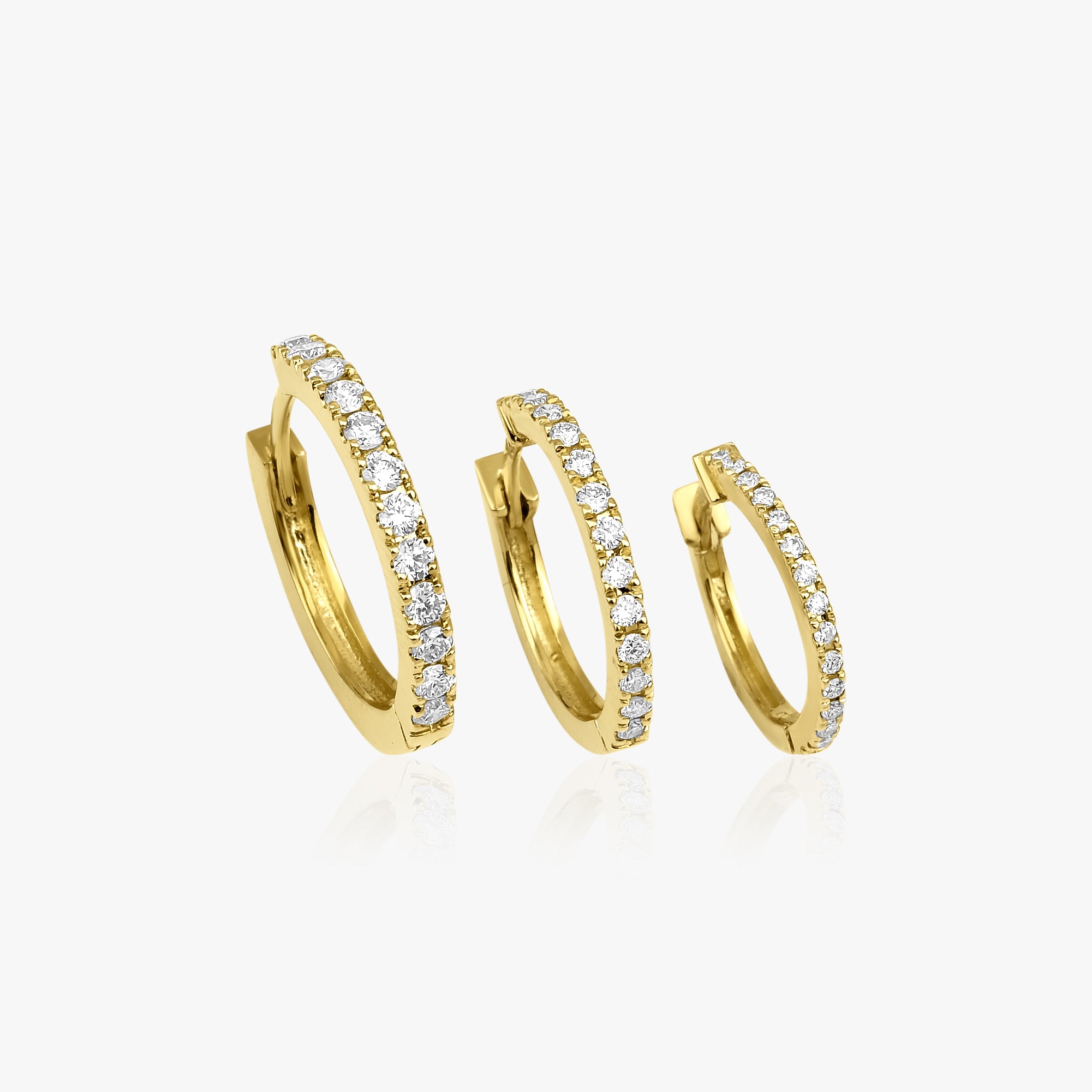 Diamond Huggie Hoops in 14K Gold