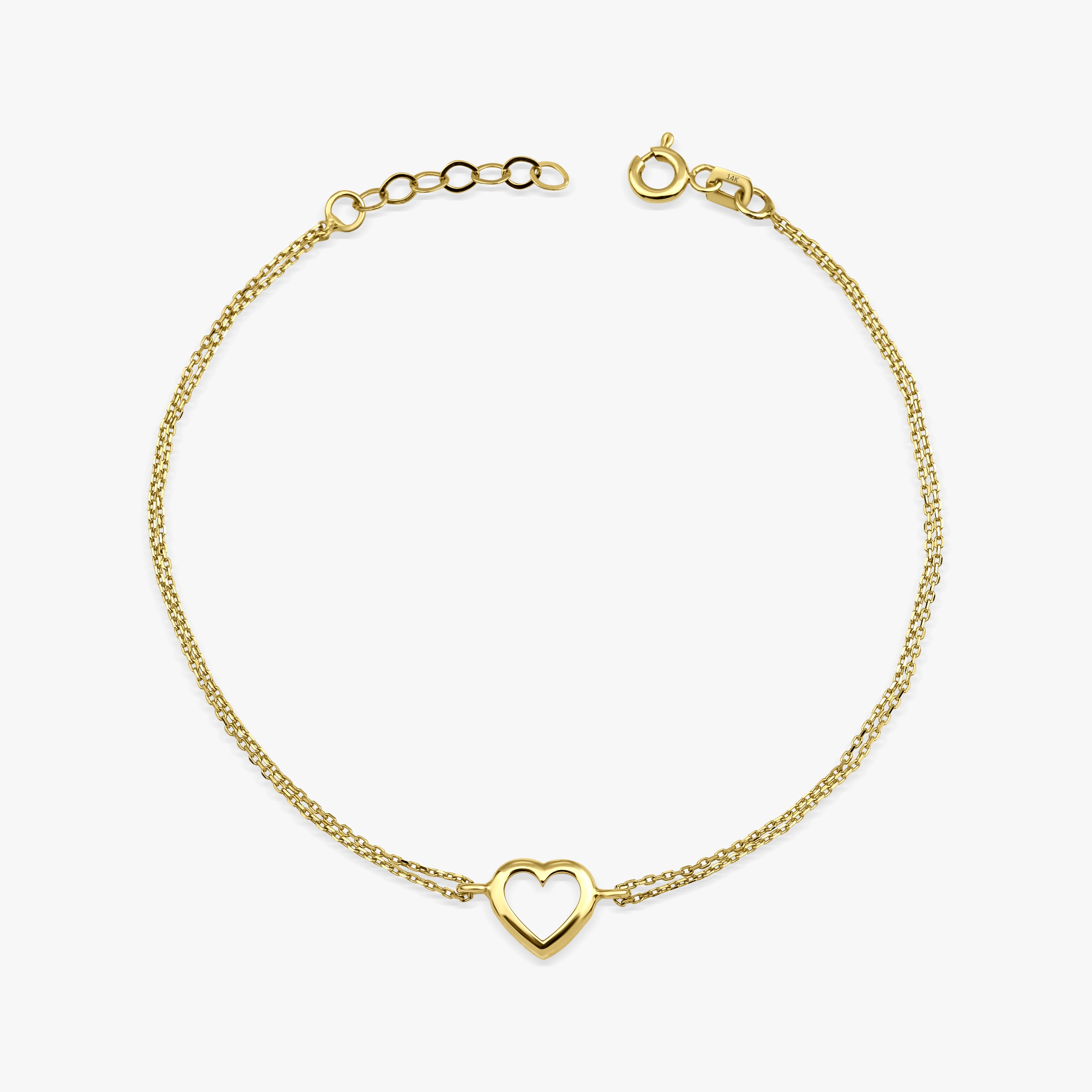 Mini Open Heart Bracelet in 14K Gold