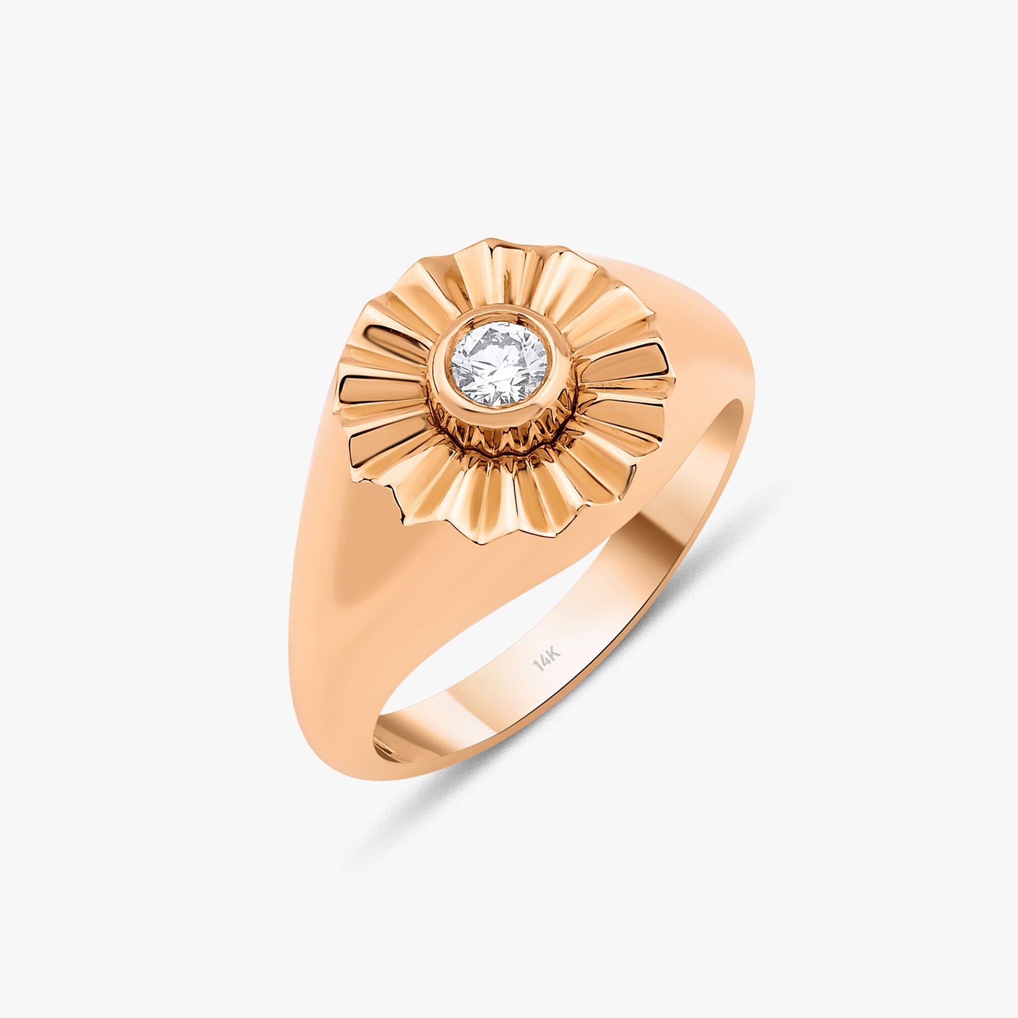 Diamond Solitaire Pinky Ring in 14K Gold