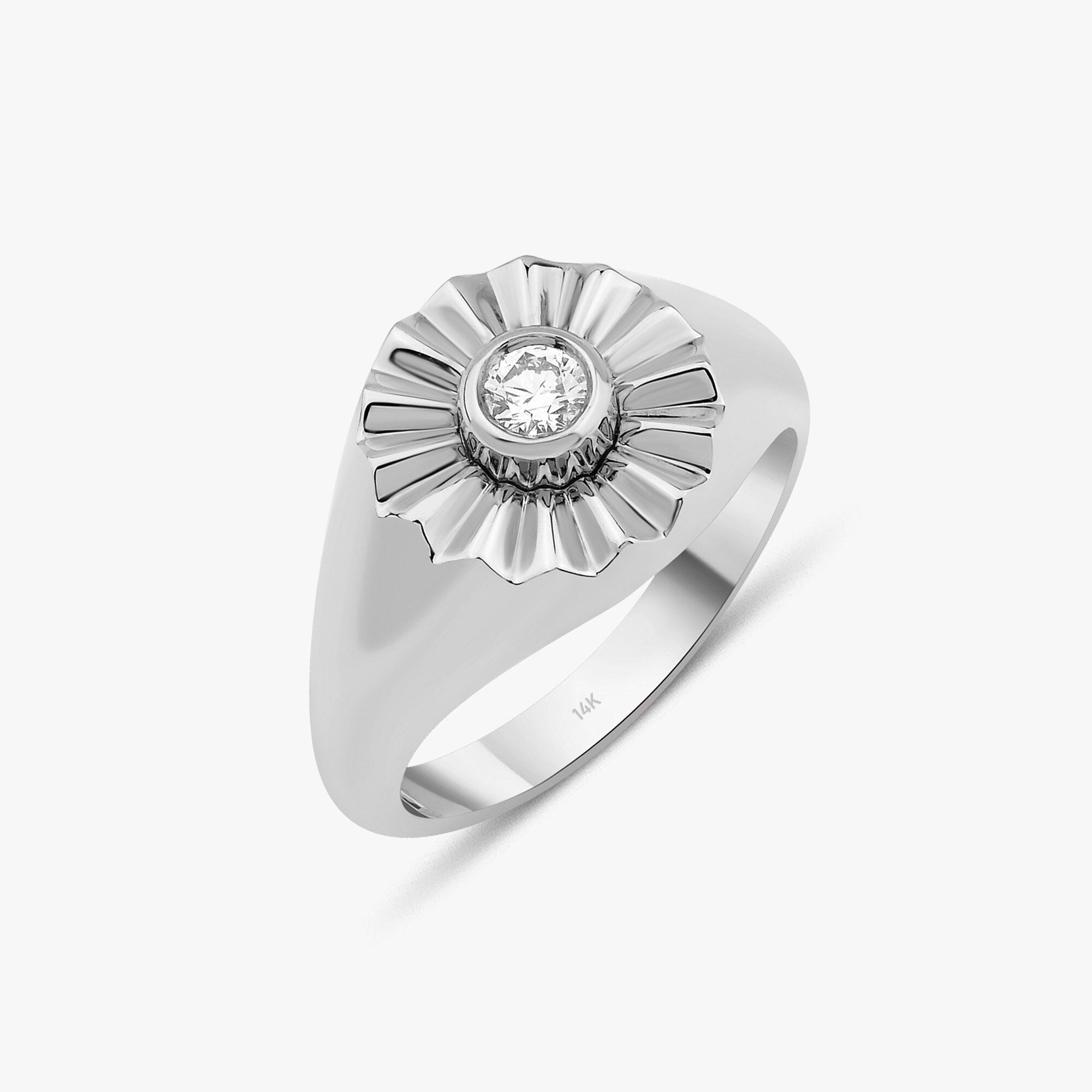Diamond Solitaire Pinky Ring in 14K Gold