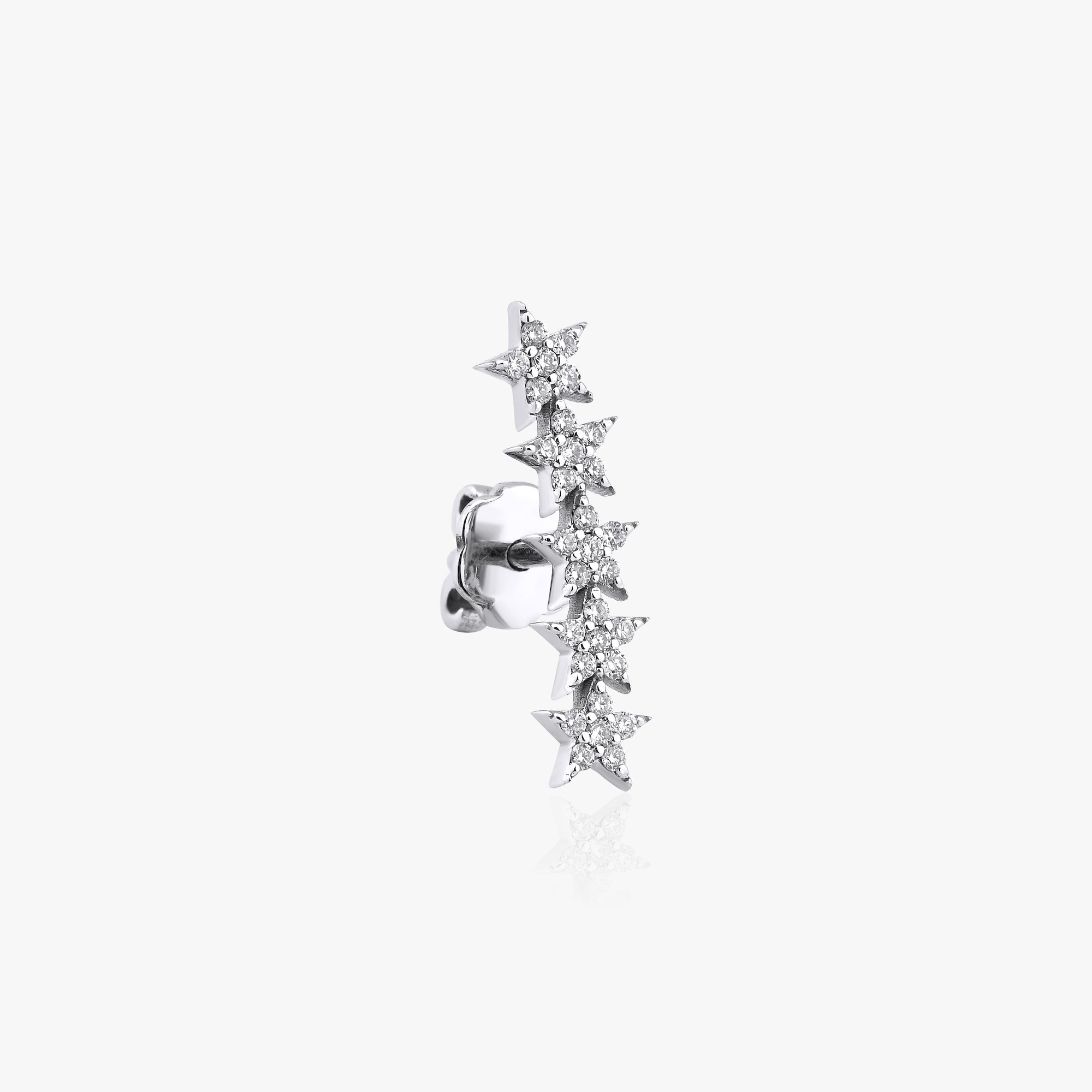 Single Diamond Celestial Star Ear Climber Earring in 14K Gold