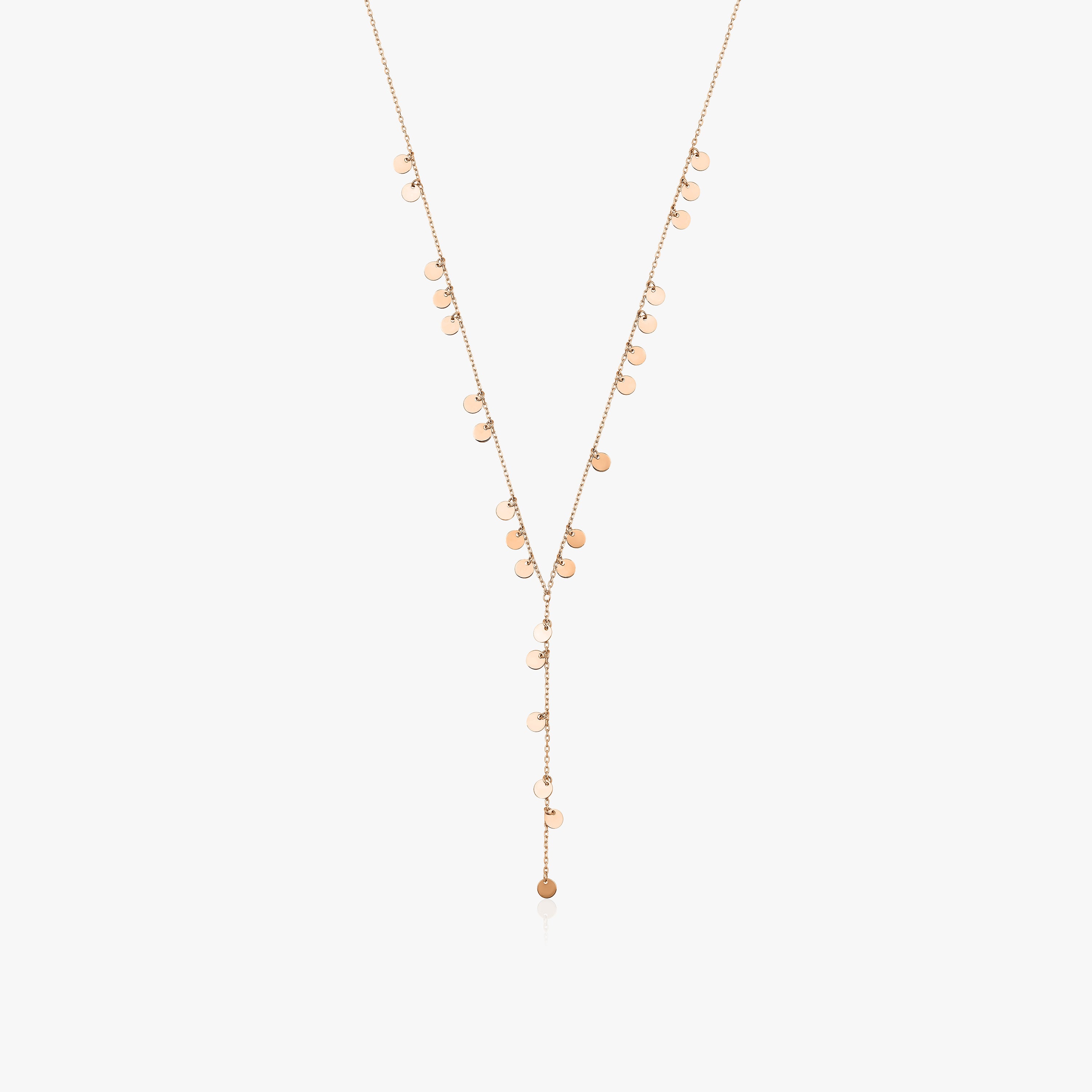 Dangle Disc Lariat Necklace in 14K Gold