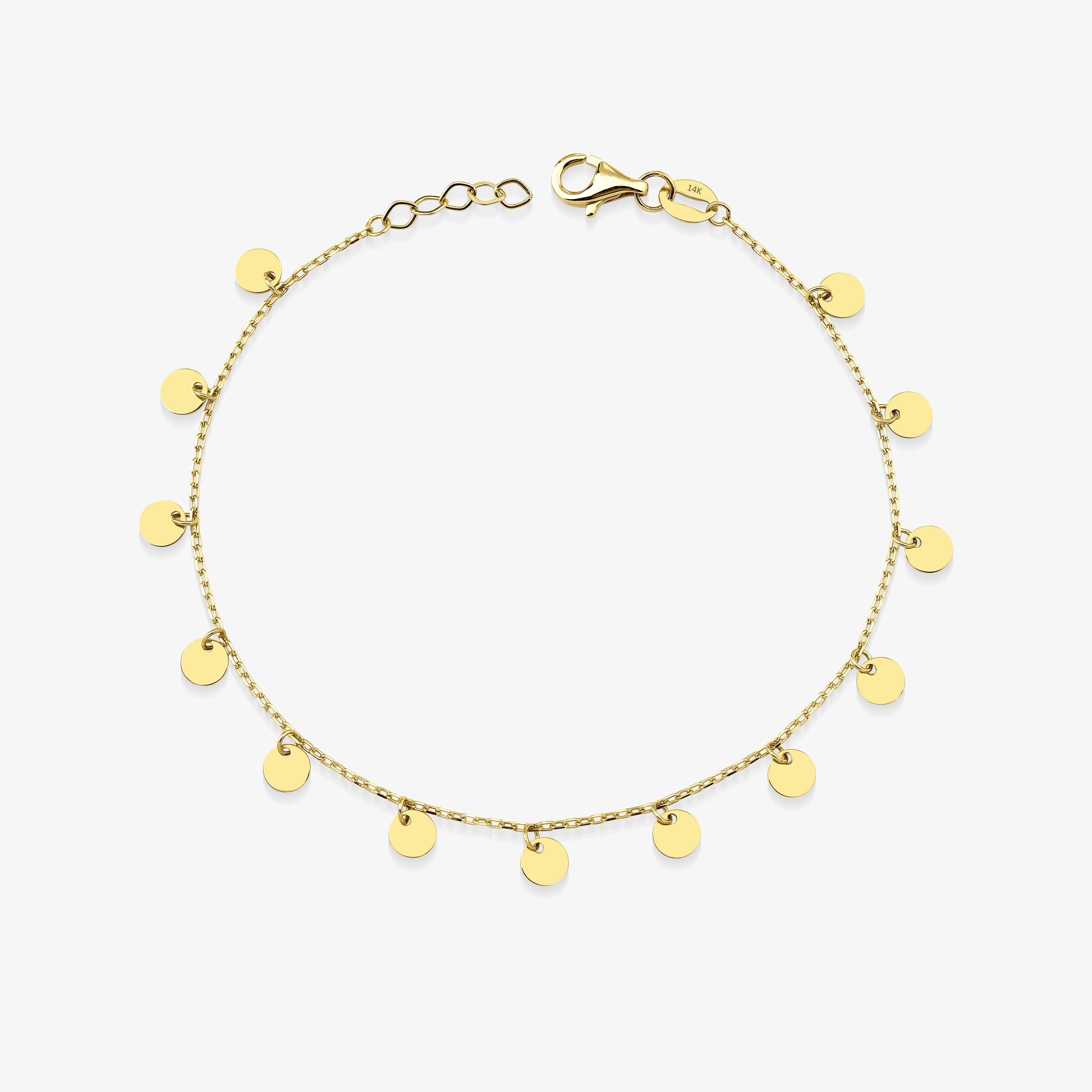 Circle Charm Bracelet in 14K Gold