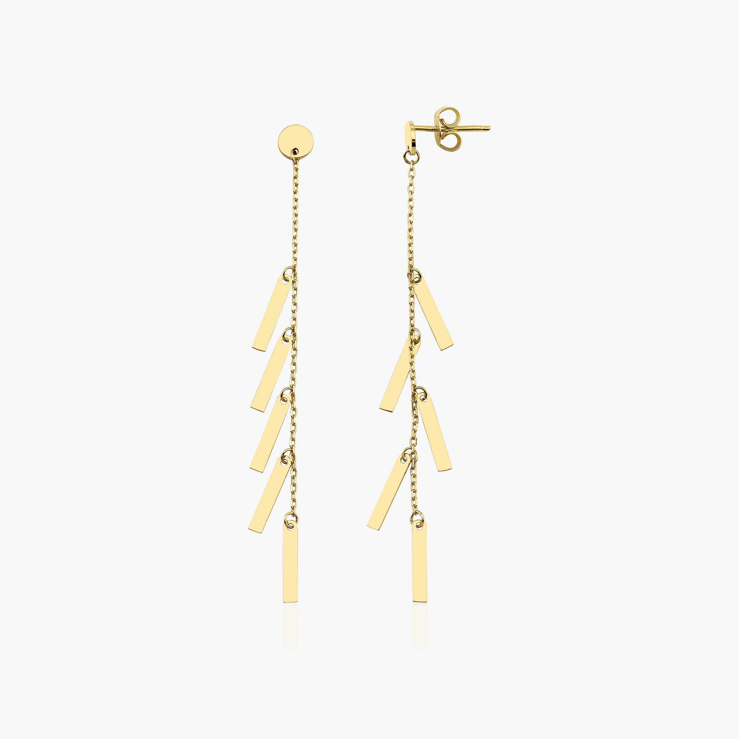 14K Gold Dangle Chain Stud Earrings