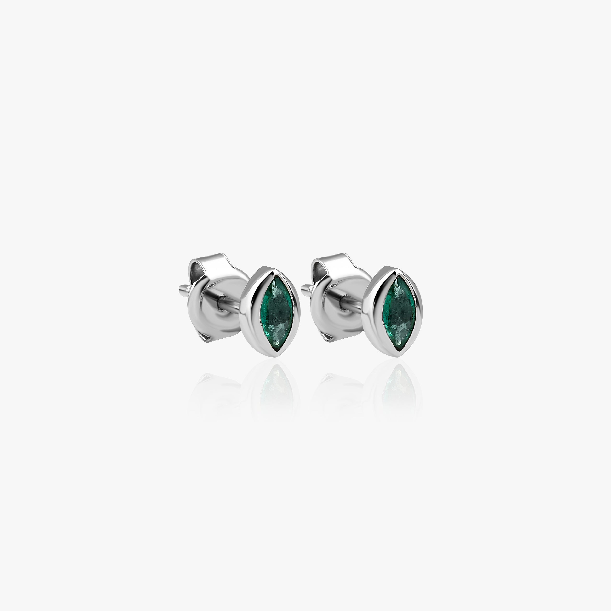 Marquise Emerald Stud Earrings Available in 14K and 18K Gold