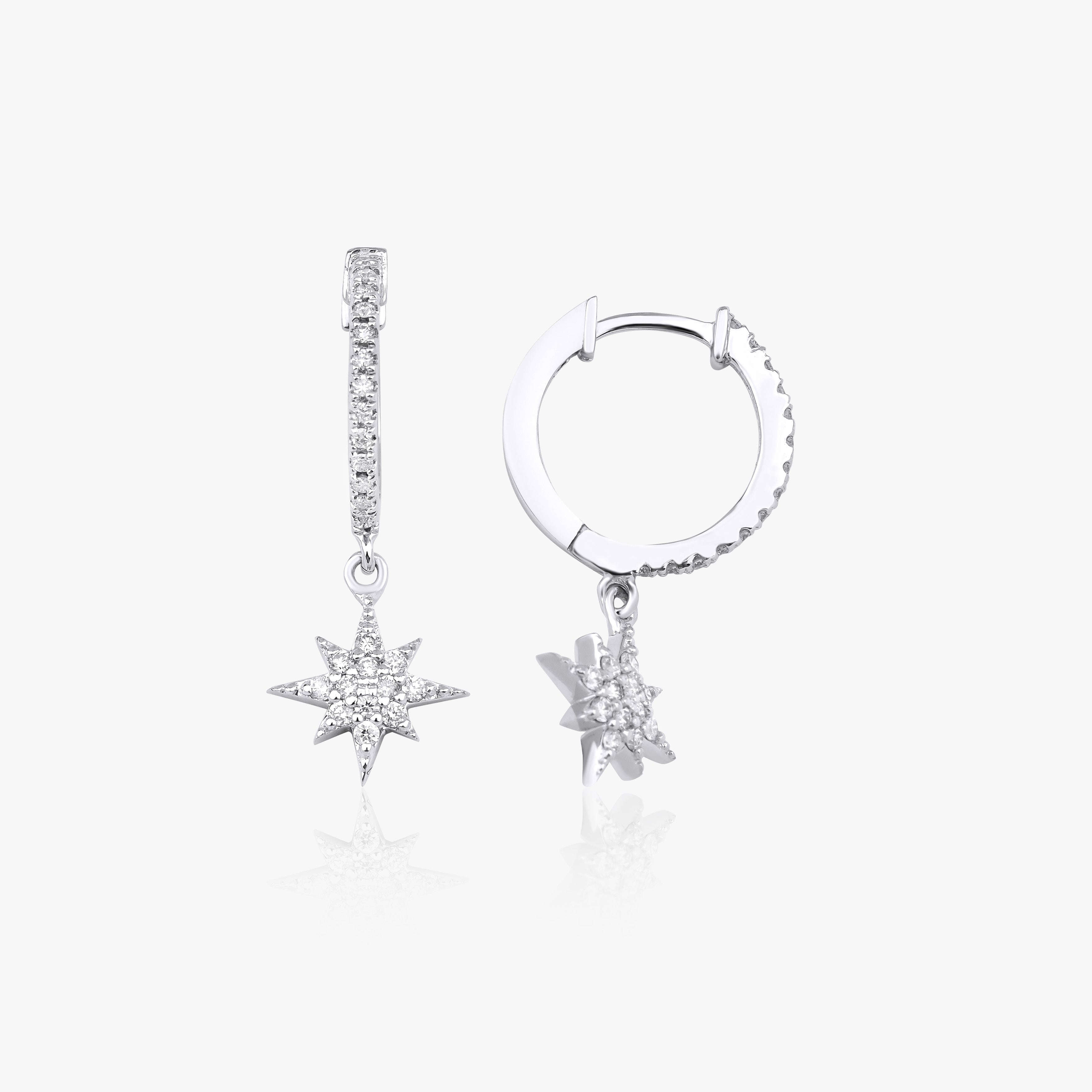 Diamond Starburst Earrings Available in 14K and 18K Gold