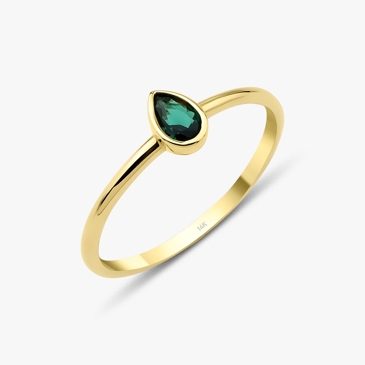 Drop Cut Gemstone Ring in 14K Gold