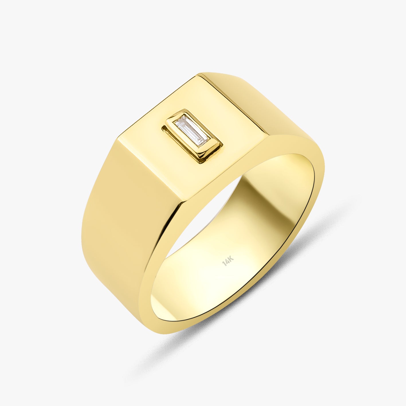 Diamond Square Signet Ring in 14K Gold