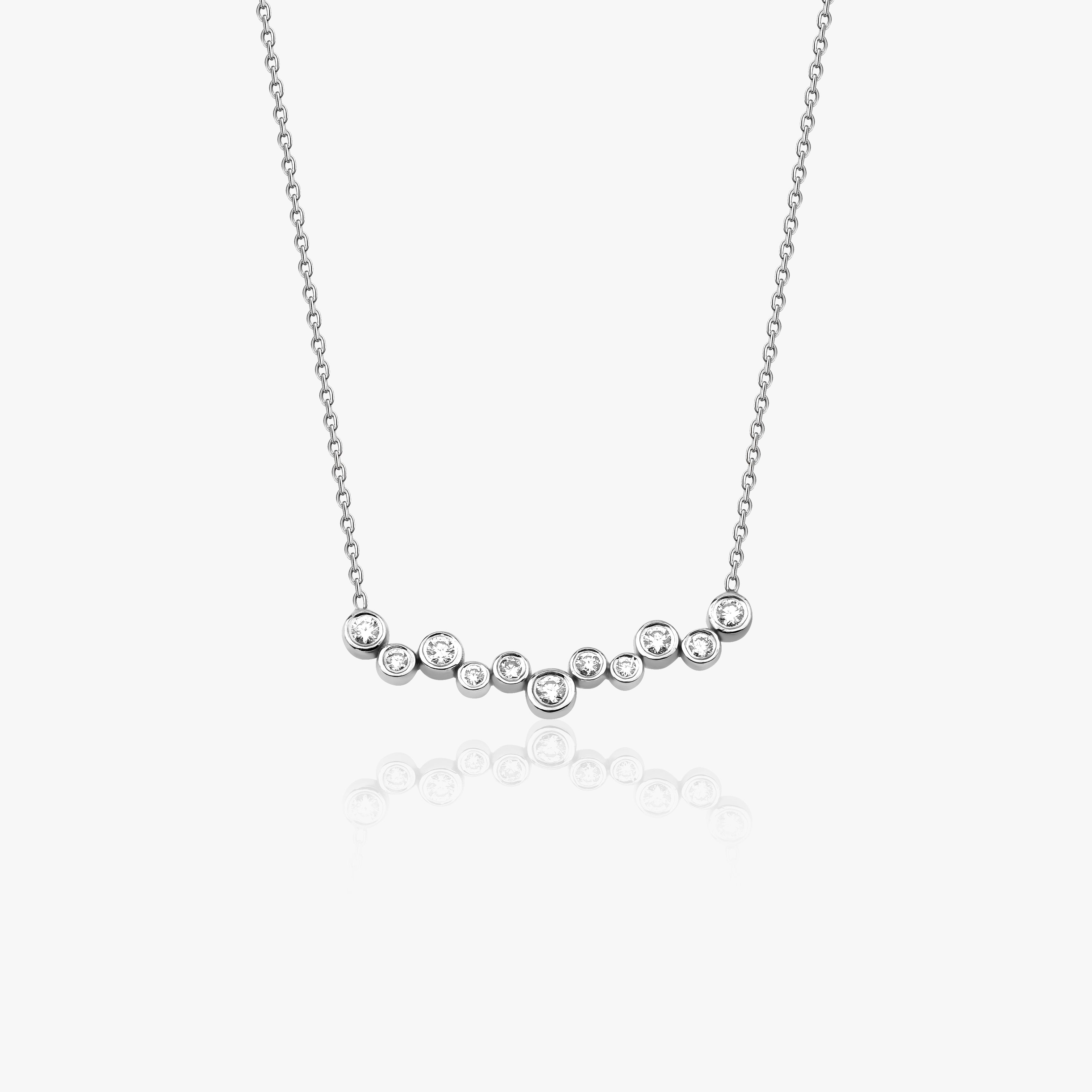 Bezel Set Diamond Bar Necklace Available in 14K and 18K Gold