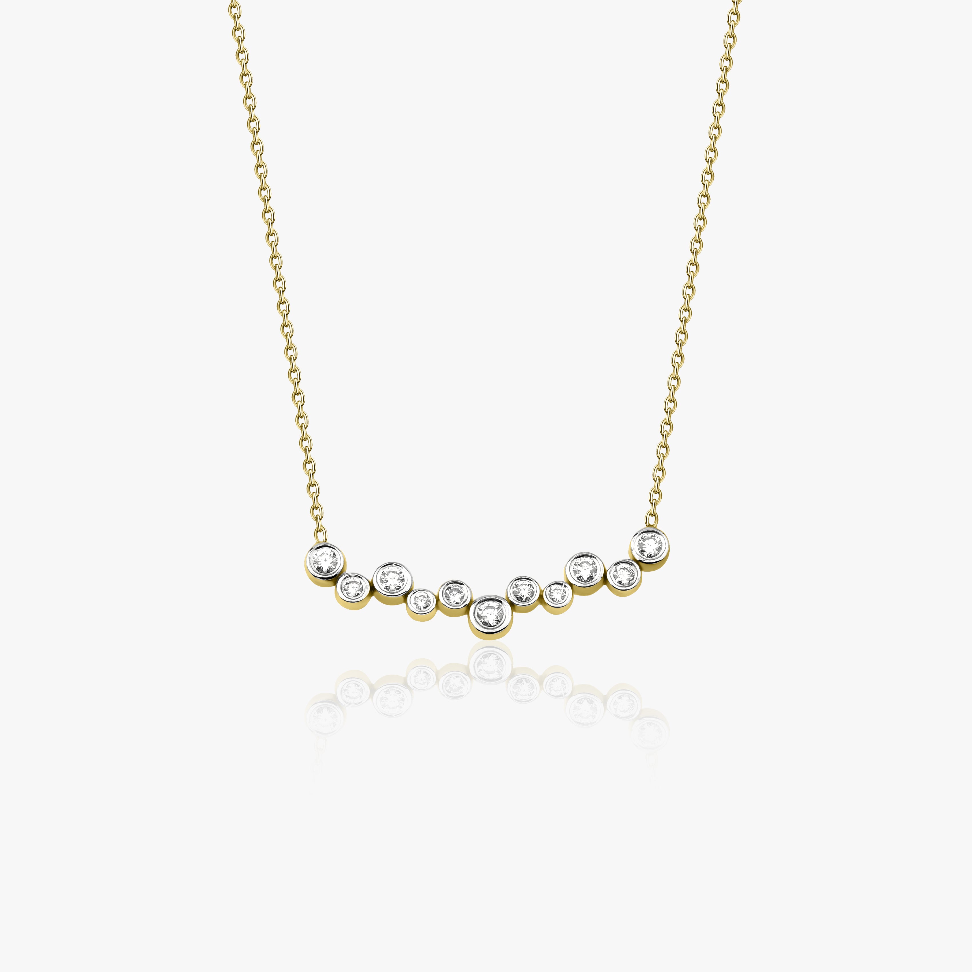 Bezel Set Diamond Bar Necklace Available in 14K and 18K Gold