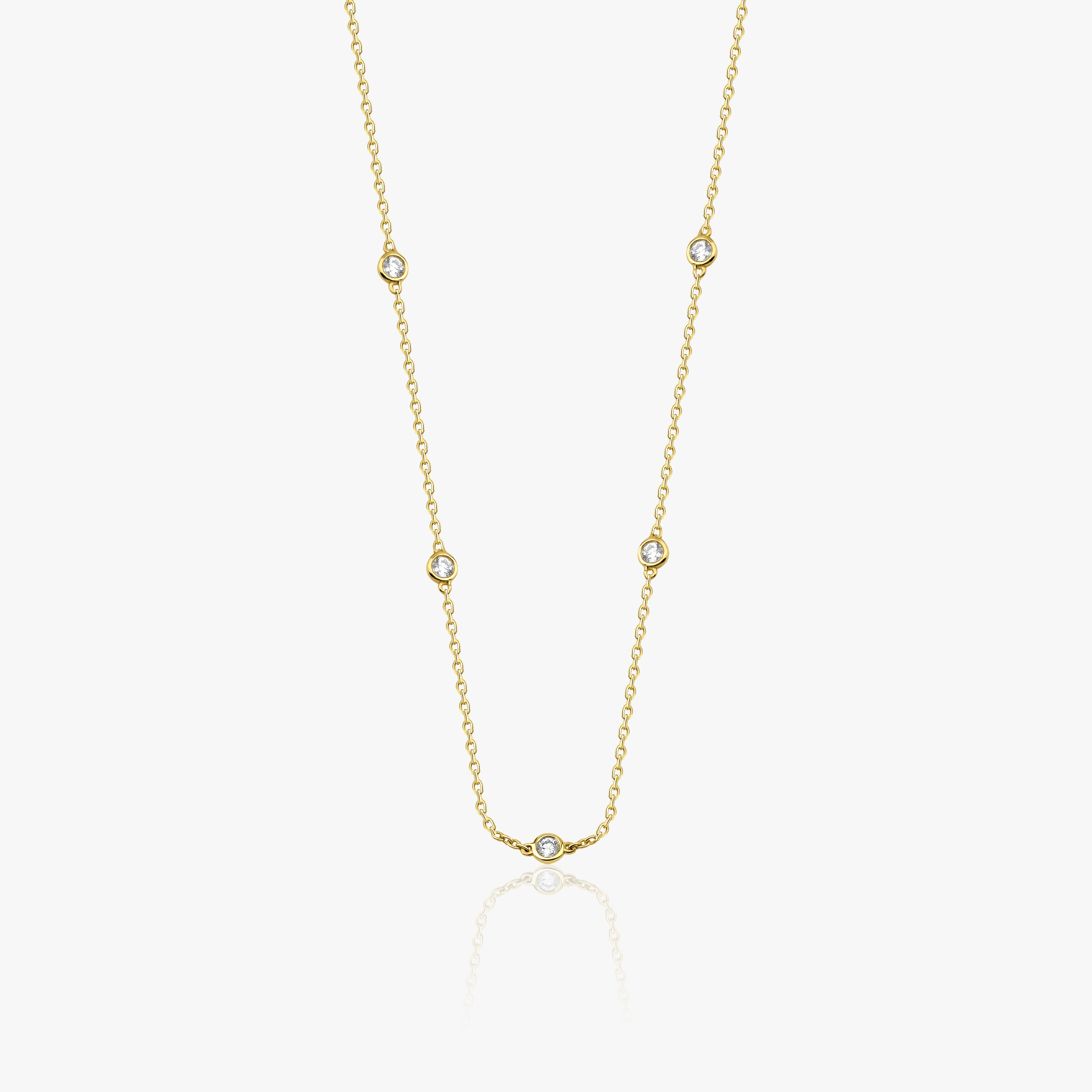 Diamond Station Necklace in 14K Gold