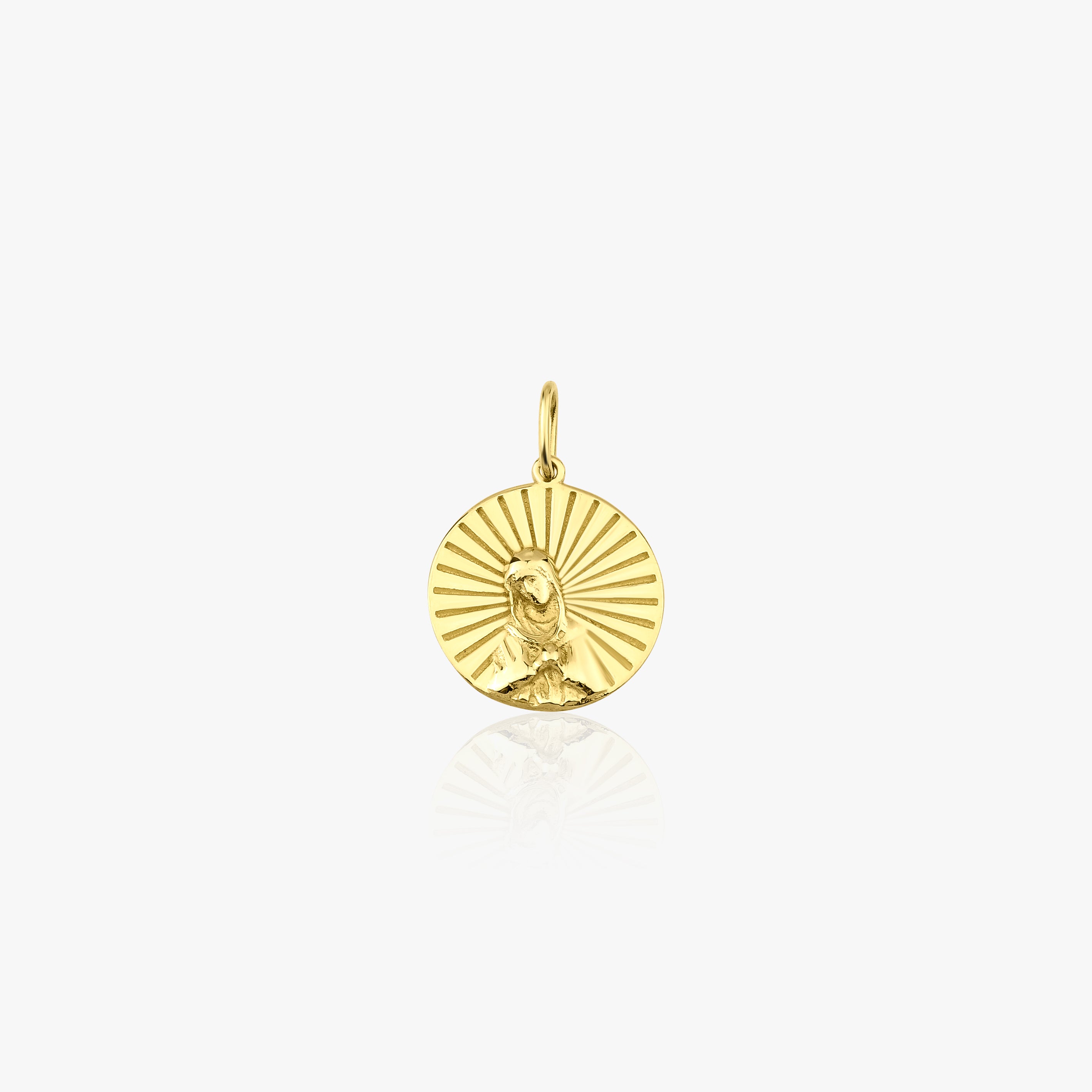14K Gold Virgin Mary Pendant Necklace