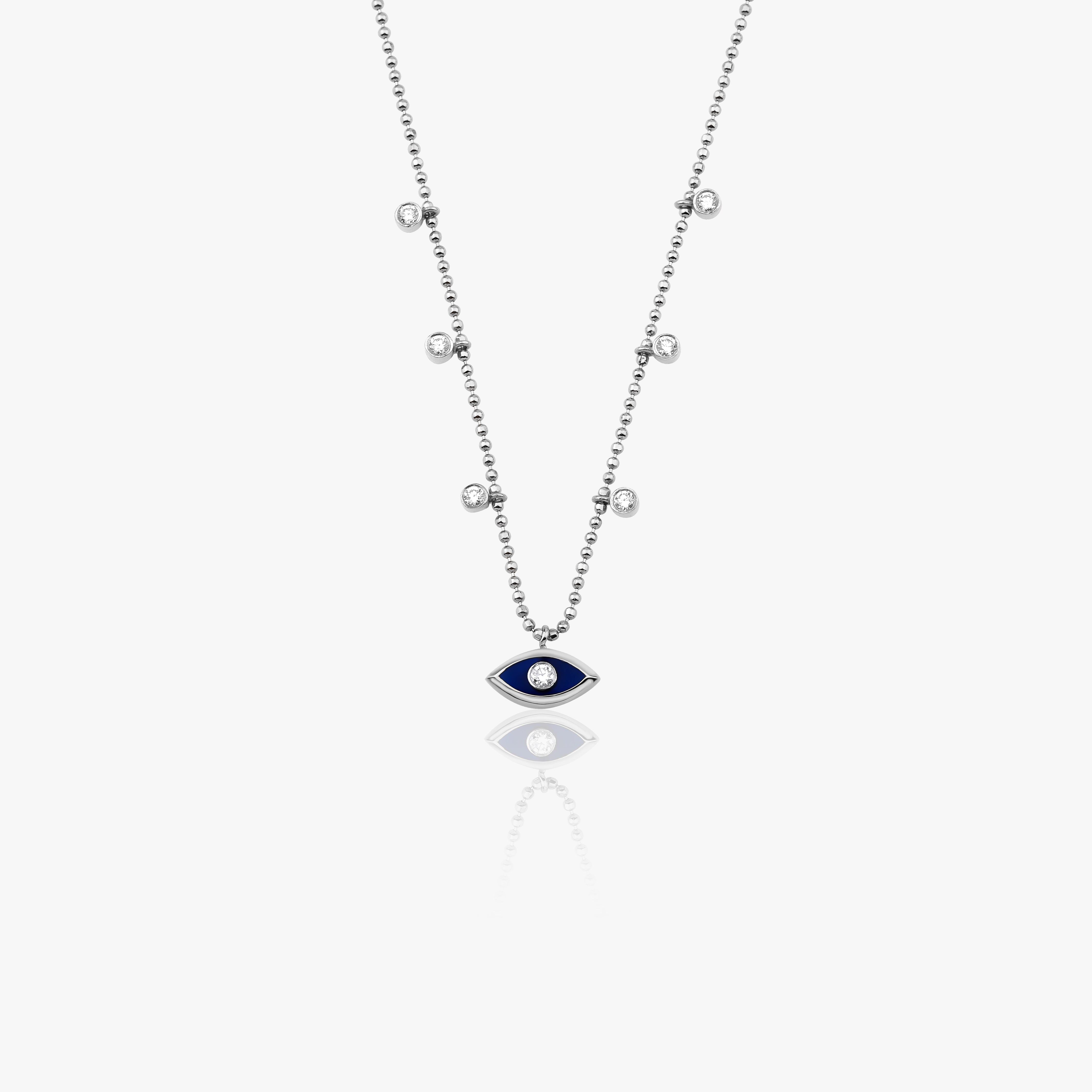 Diamond Evil Eye Station Necklace