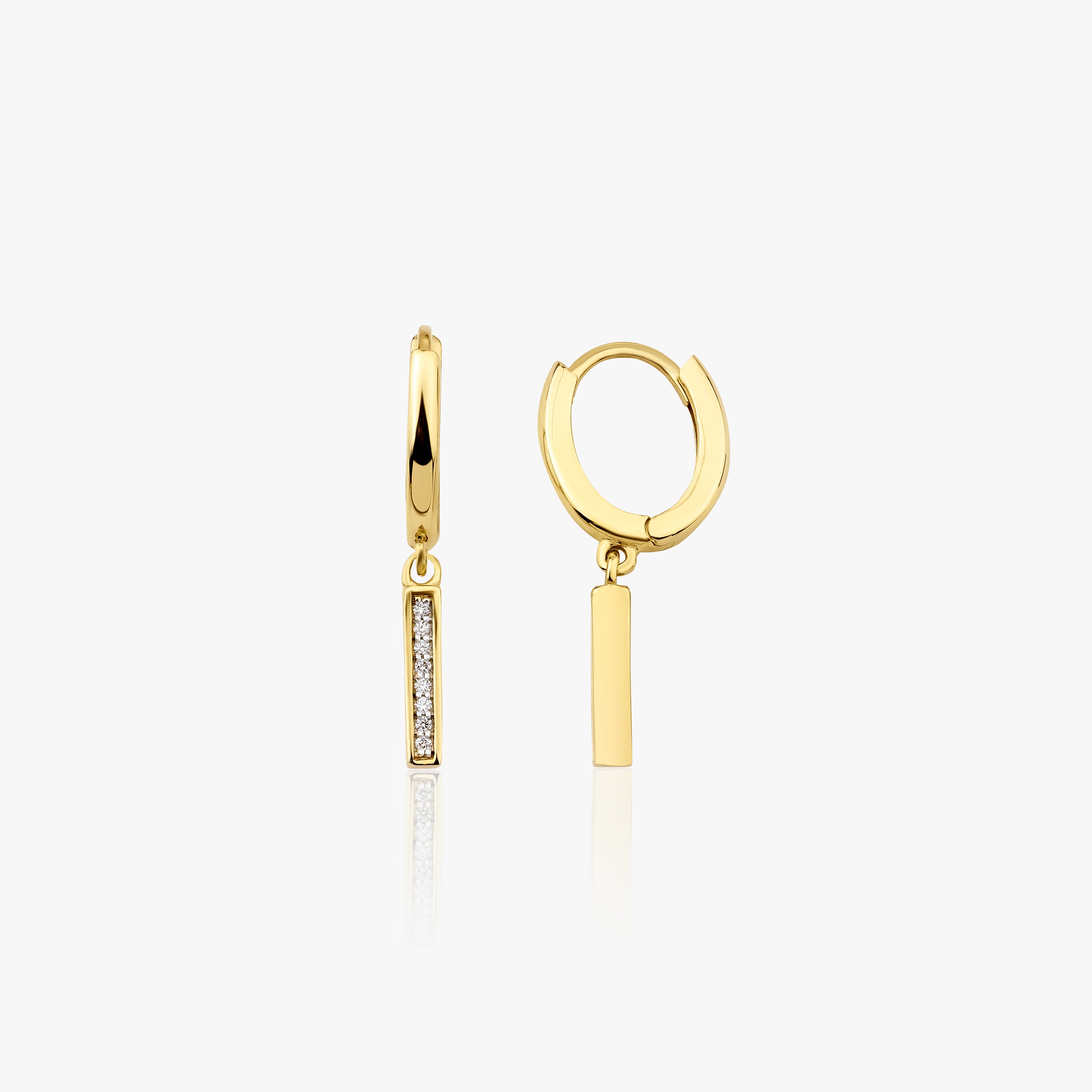 Diamond Vertical Bar Earrings in 14K Gold