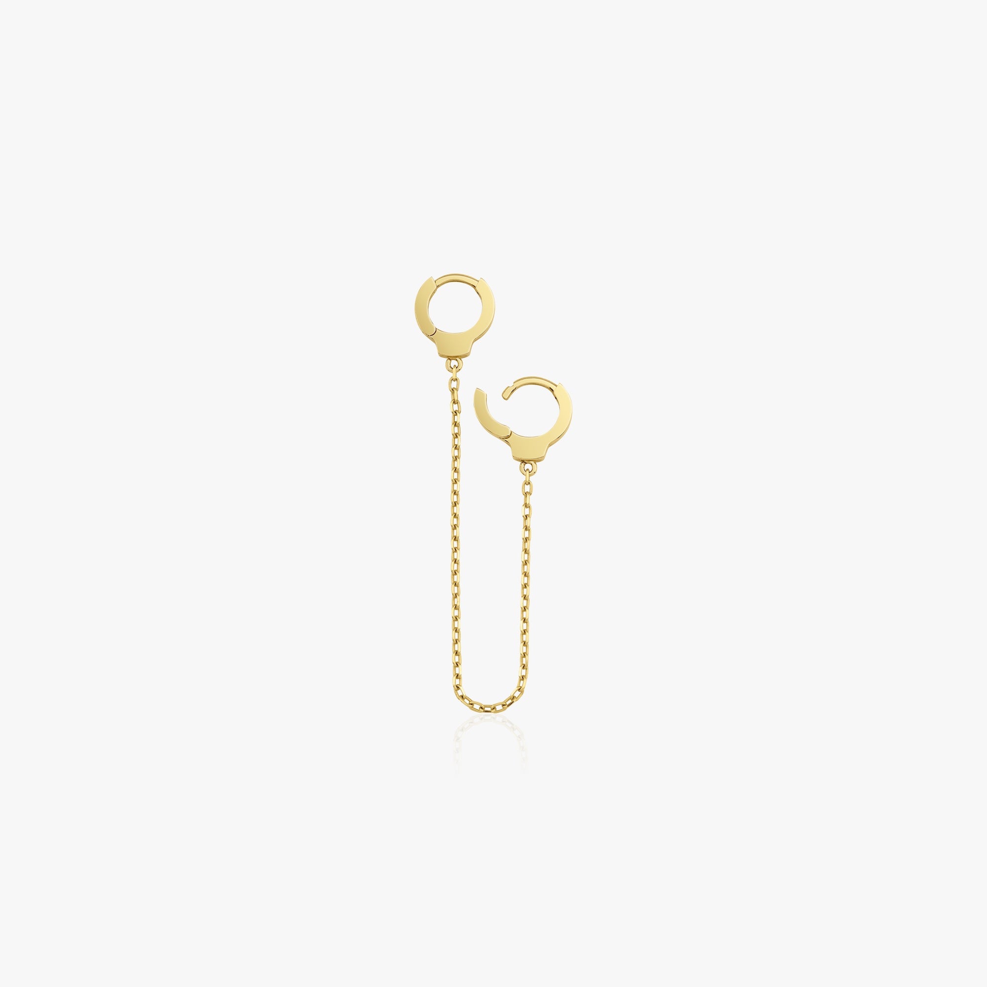 Single Chain Linked Cuff Huggie in 14K Gold