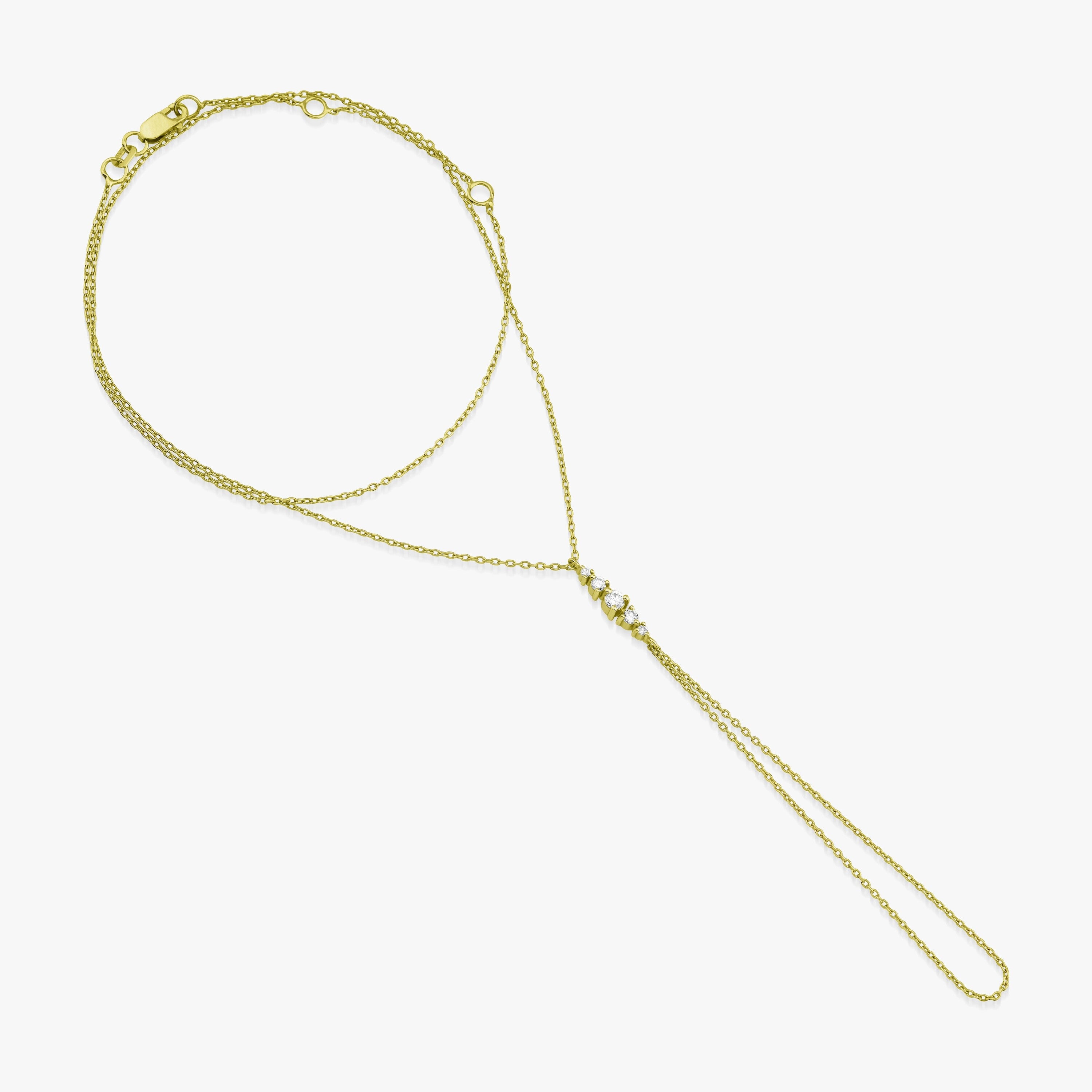 Diamond Spike Hand Chain Bracelet in 14K Gold