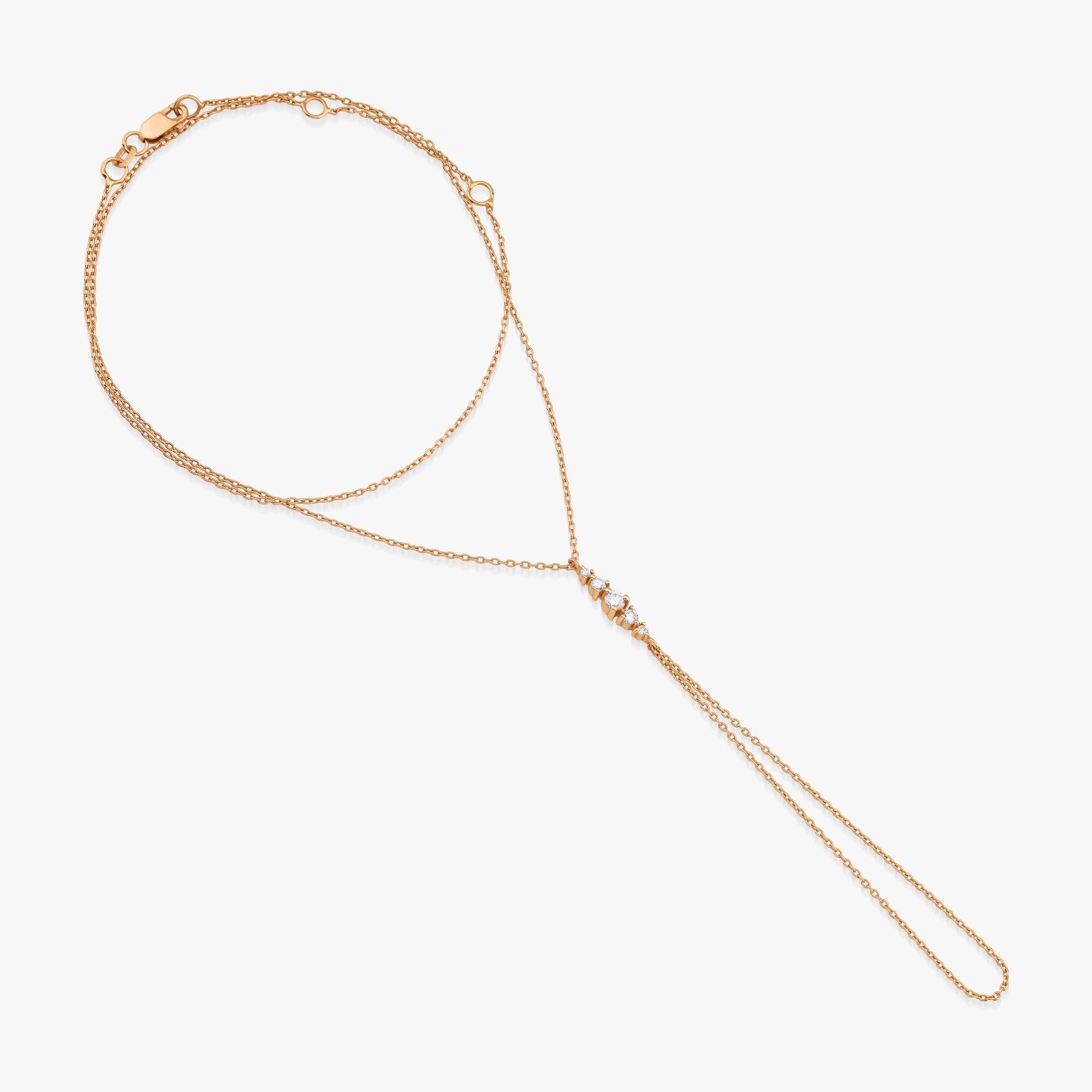 Diamond Spike Hand Chain Bracelet in 14K Gold