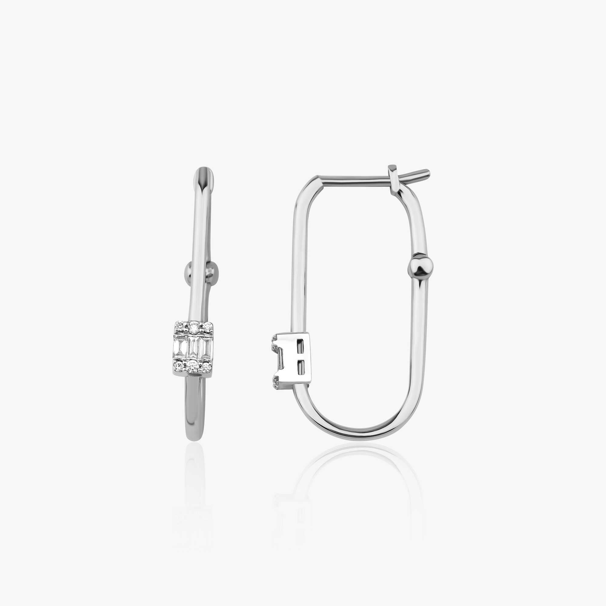 Baguette Diamond Rectangle Earrings in 14K Gold