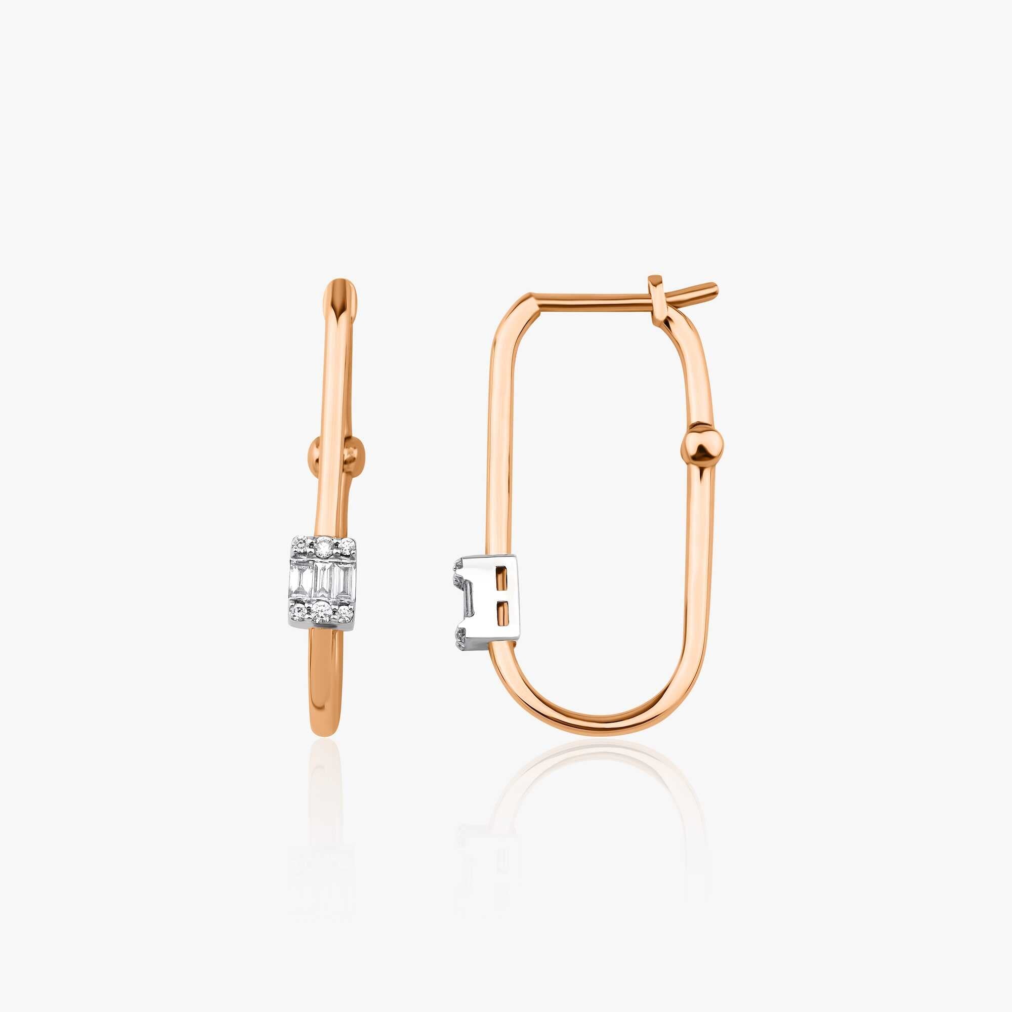Baguette Diamond Rectangle Earrings in 14K Gold