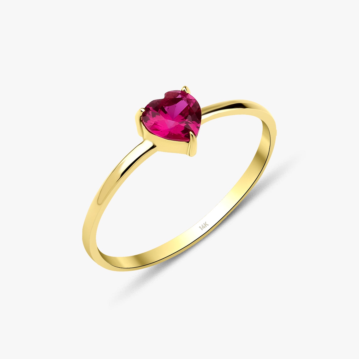 Red Heart Gemstone Ring in 14K Gold