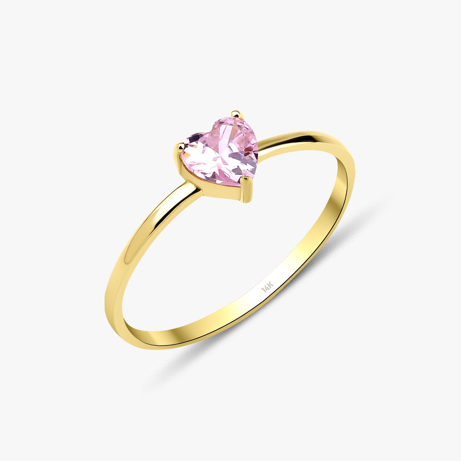 Pink Heart Gemstone Ring in 14K Gold