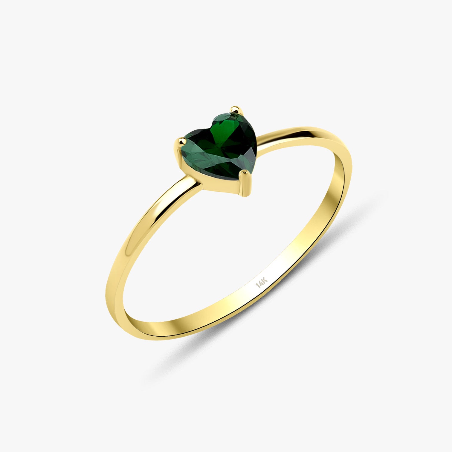 Green Heart Gemstone Ring in 14K Gold