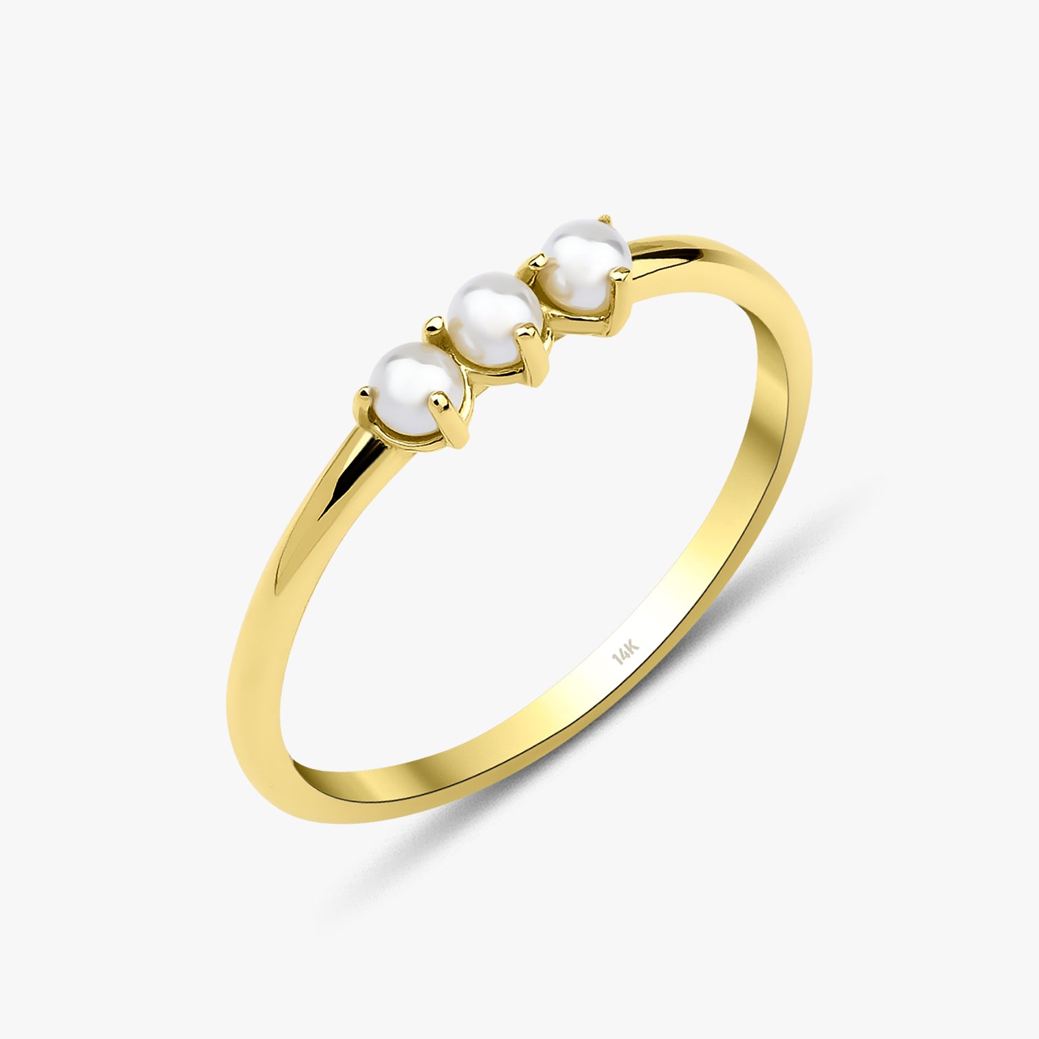 Dainty Trio Pearl Ring in 14K Gold