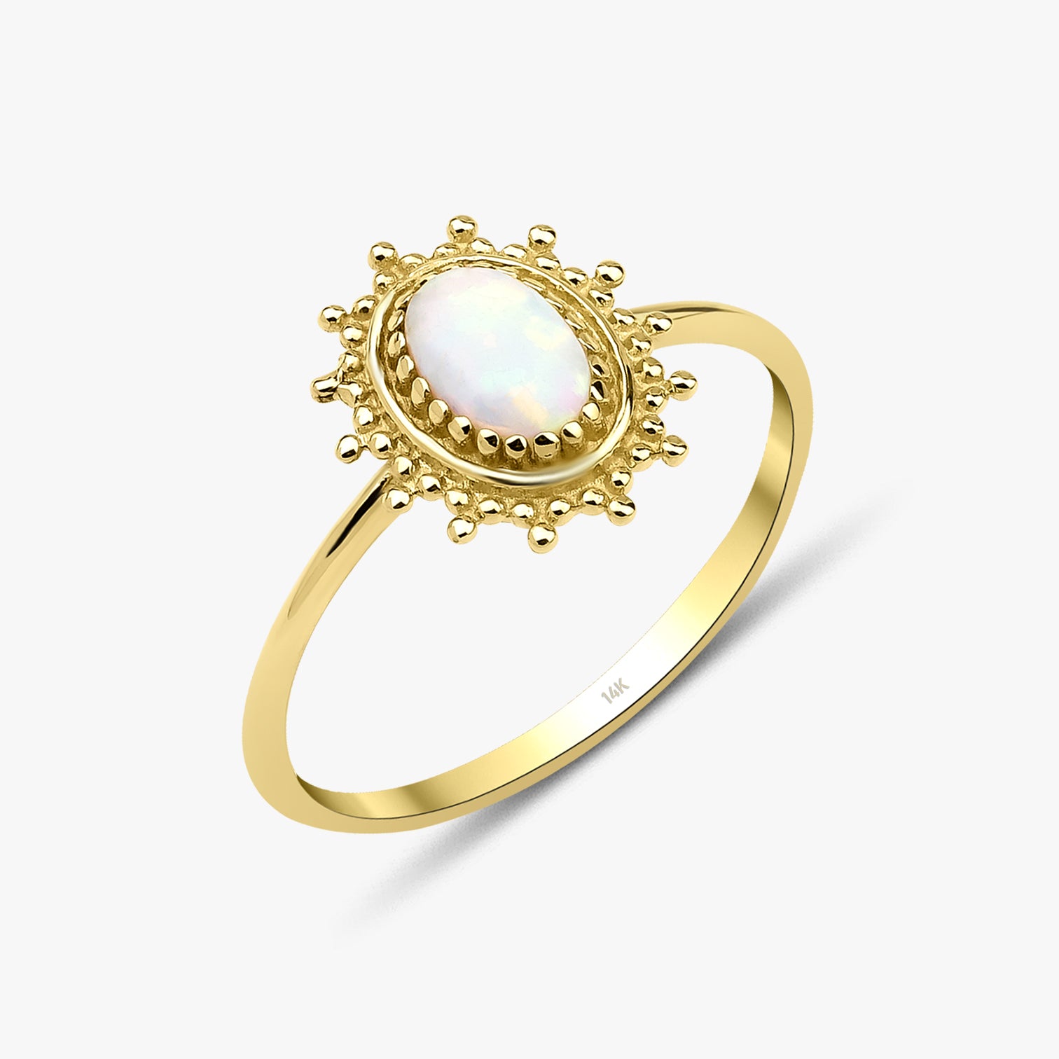 14K Gold Sun Opal Ring