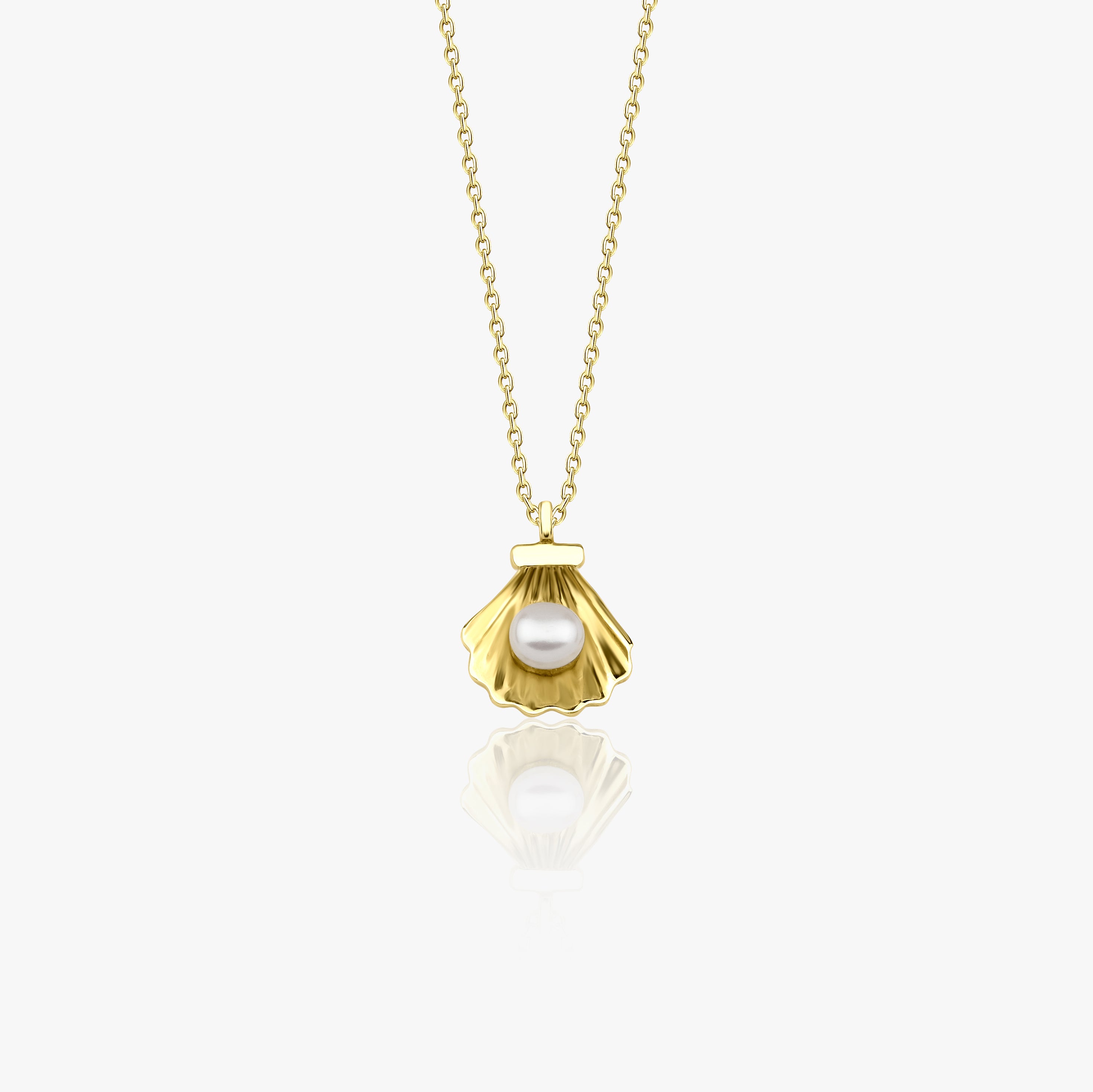 14K Gold Pearl Shell Necklace