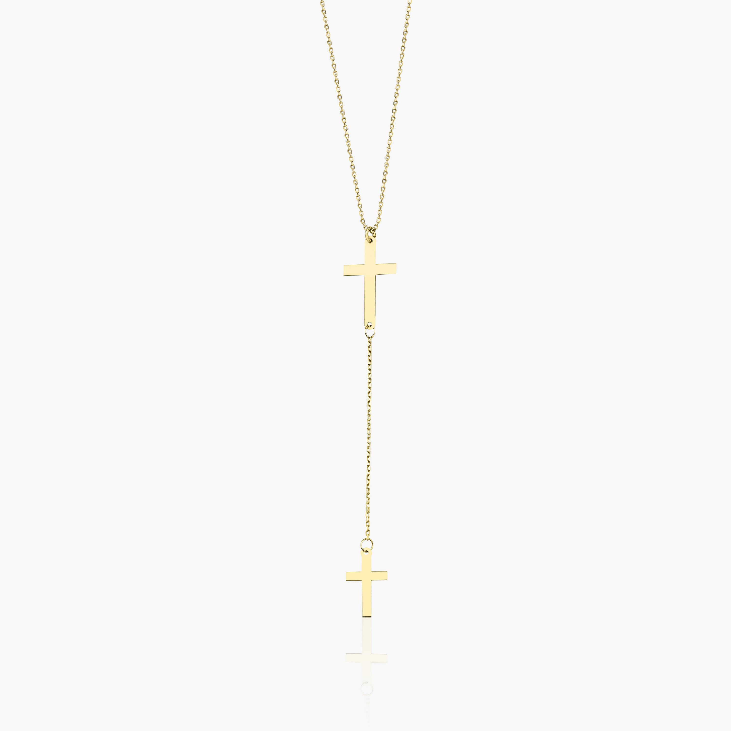 Lariat Cross Necklace in 14K Gold