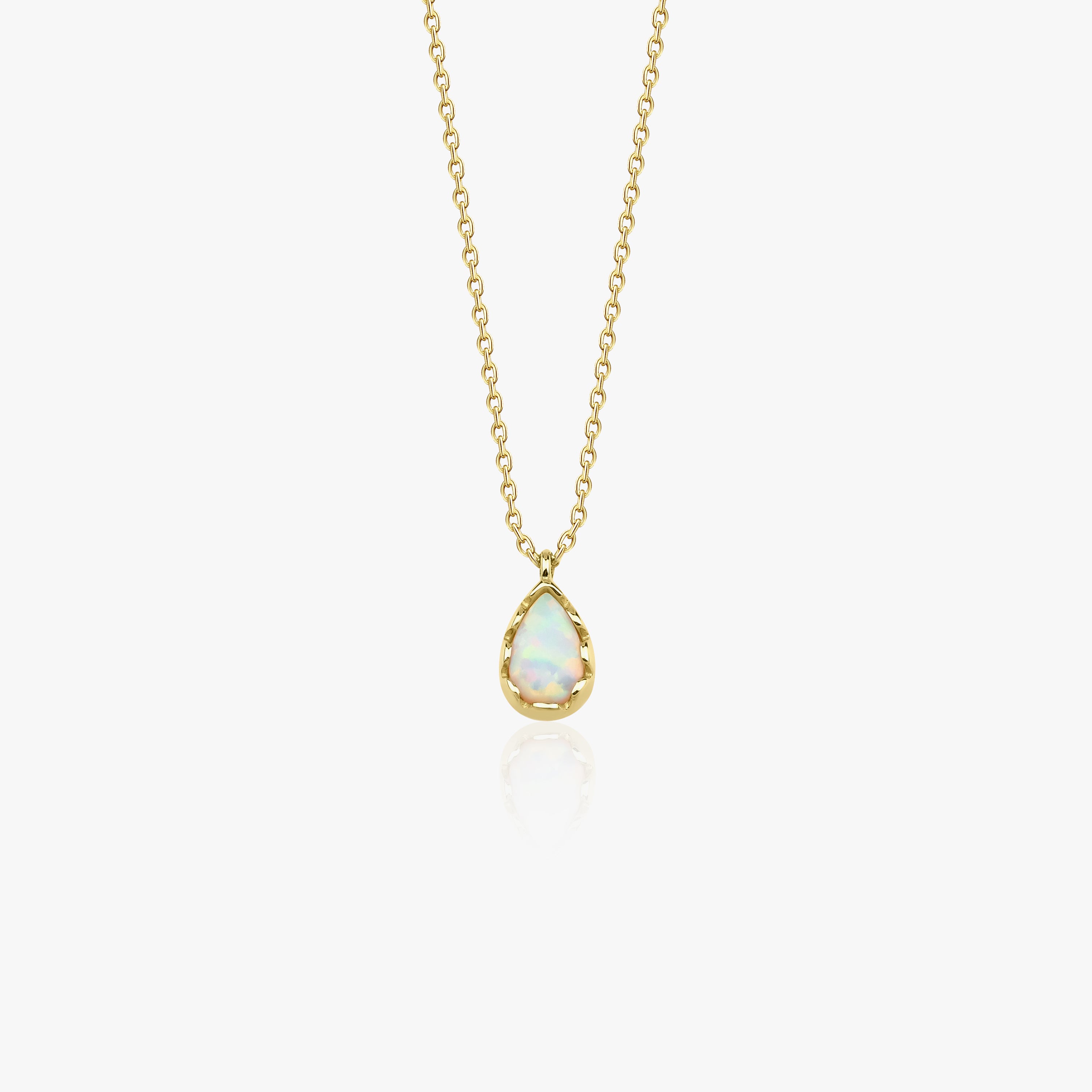 Raindrop Opal Necklace in 14K Gold