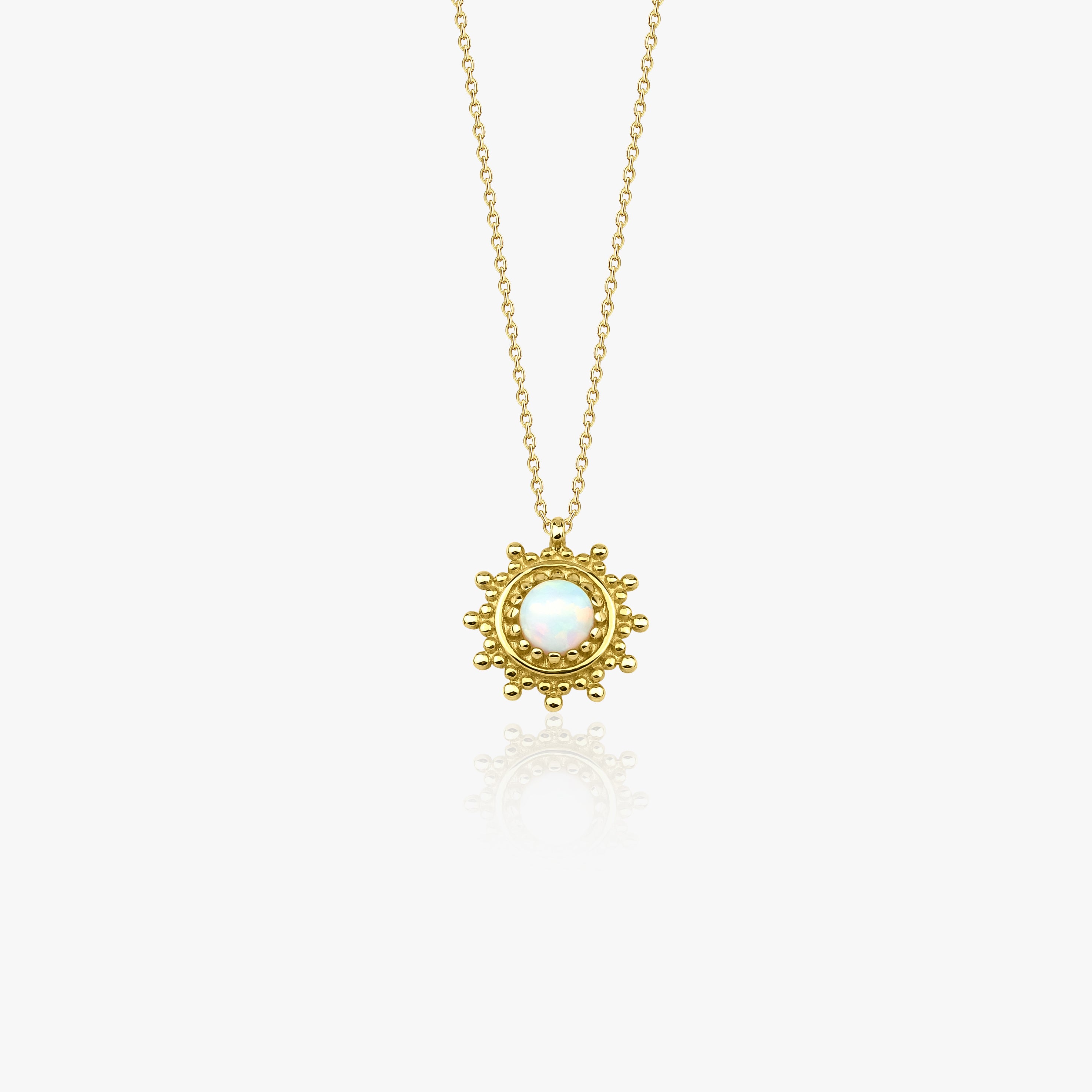 Sun Opal Necklace in 14K Gold