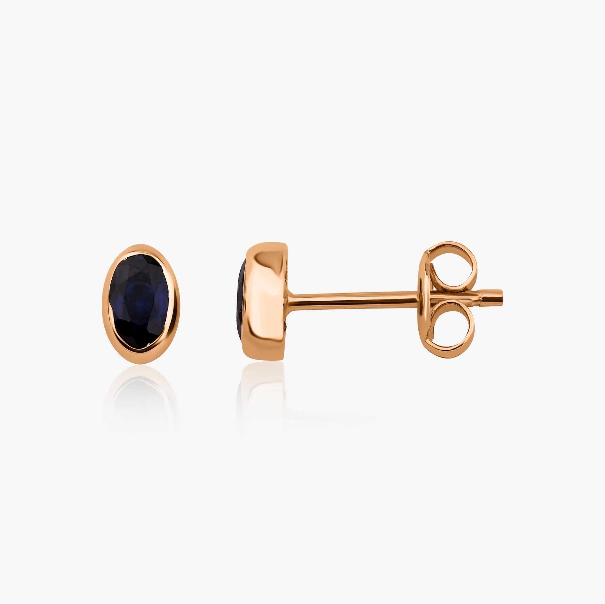 Oval Cut Sapphire Stud Earrings Available in 14K and 18K Gold