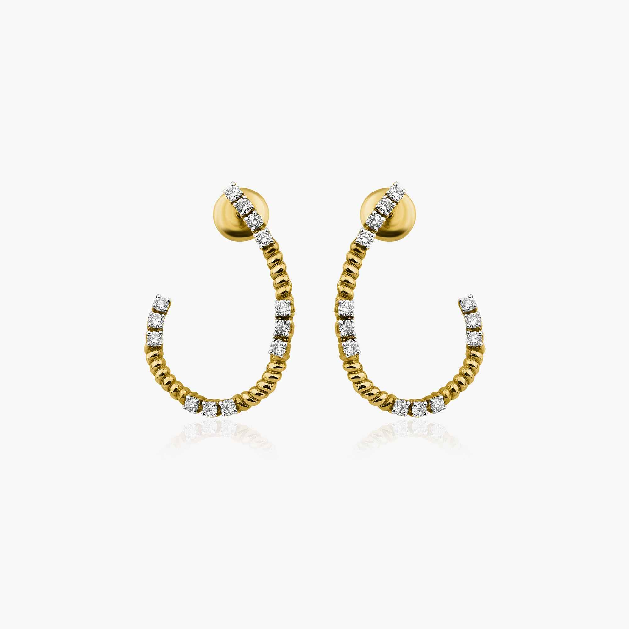 Up and Down Stud Earrings in 14K Gold