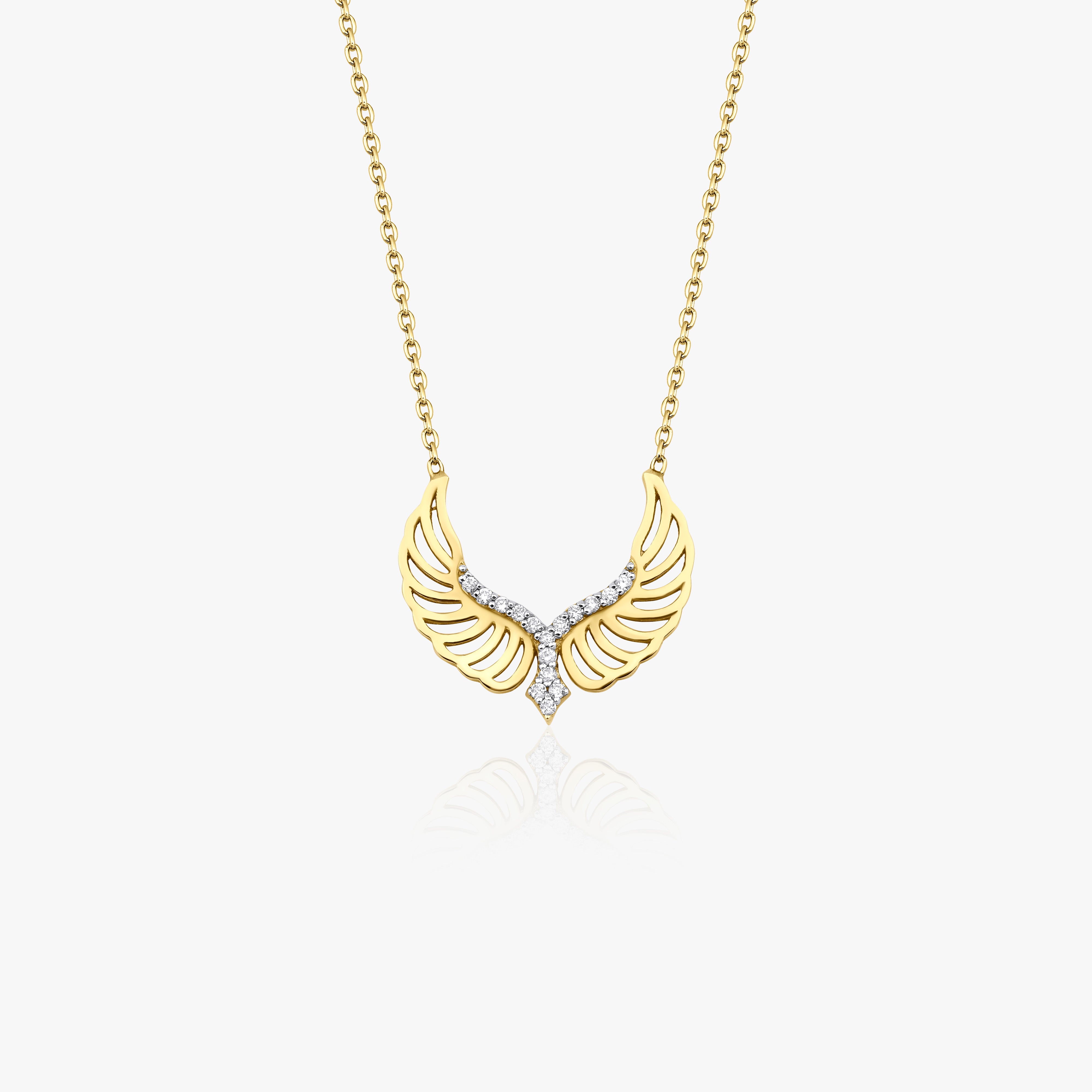Diamond Angel Wing Necklace Available in 14K and 18K Gold