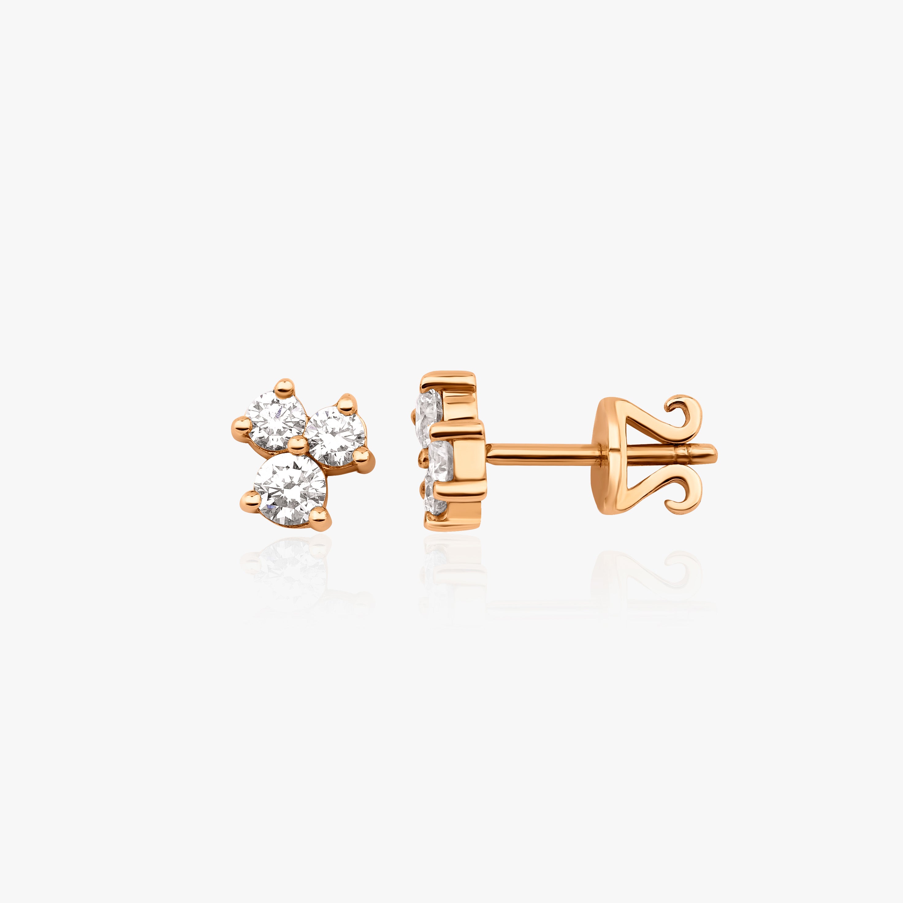 Trio Diamond Stud Earrings Available in 14K and 18K Gold