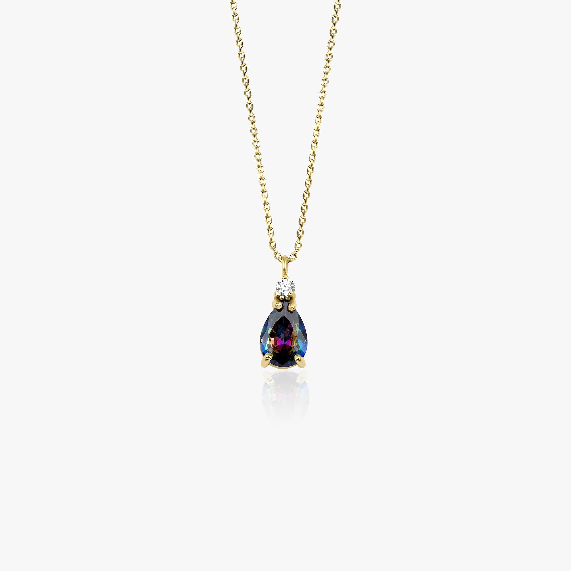 Mystic Topaz Drop Necklace in 14K Gold