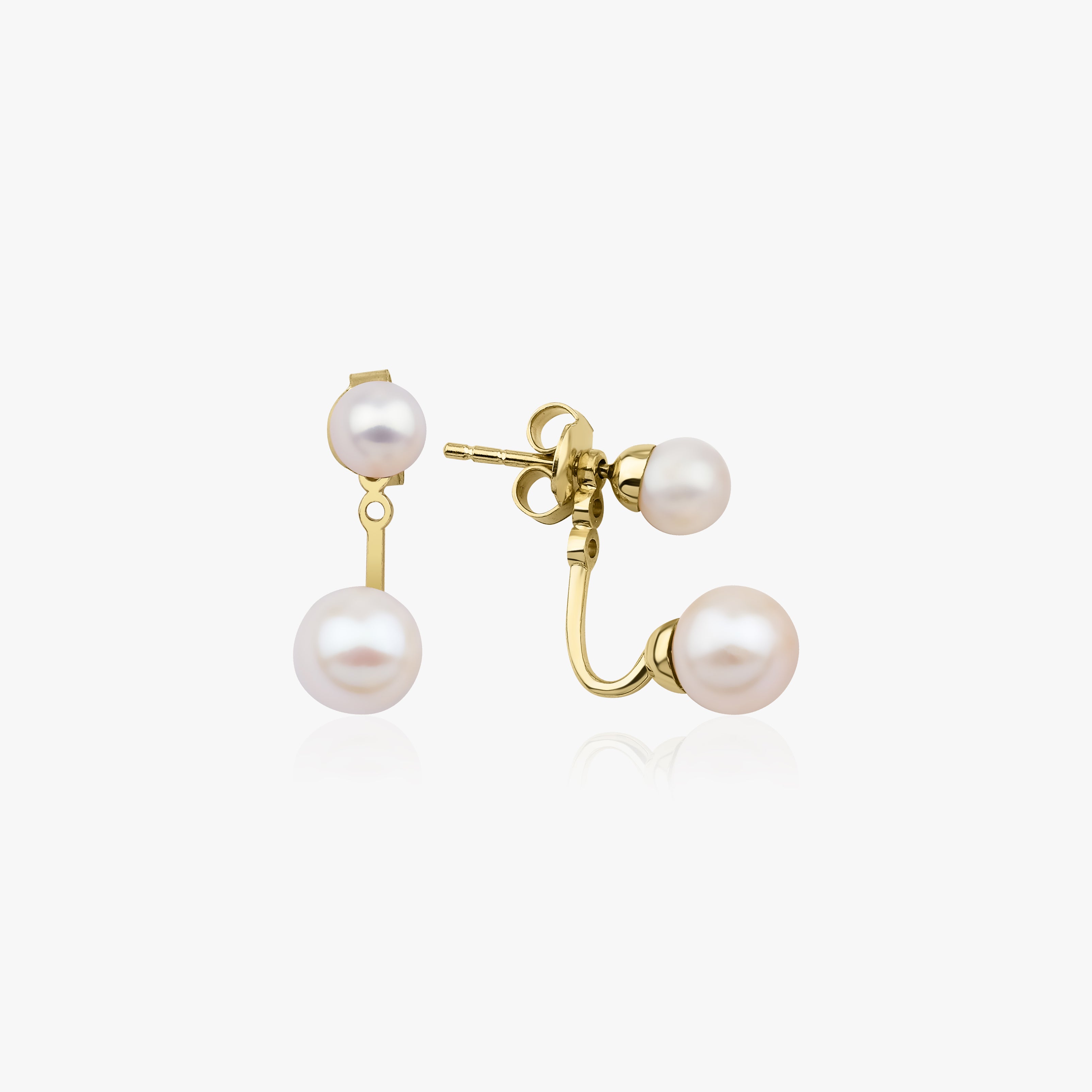 Single Pearl Ear Jacket Earring in 14K Gold