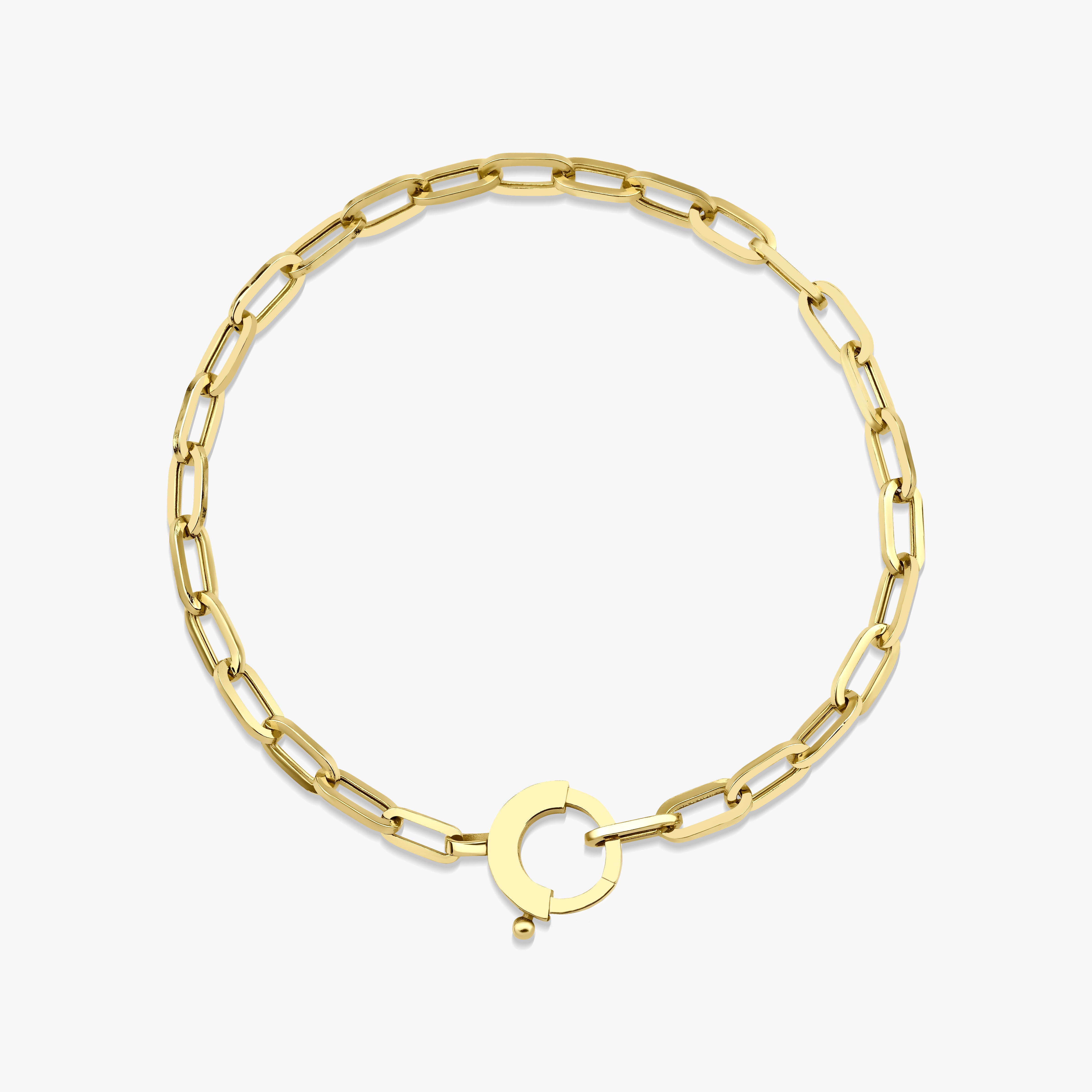 14K Gold Paperclip Chain Lock Bracelet