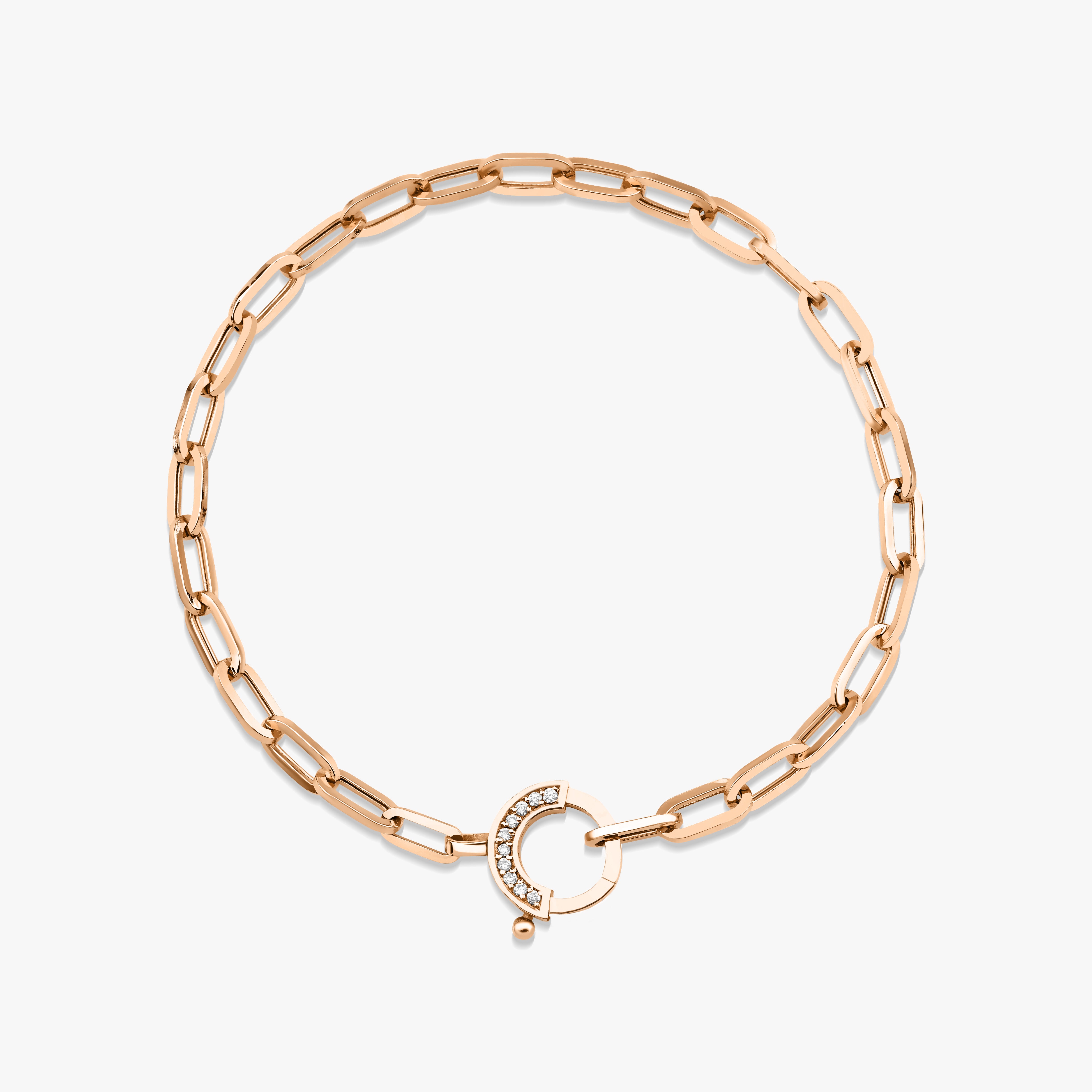 Paperclip Chain Diamond Lock Bracelet in 14K Gold