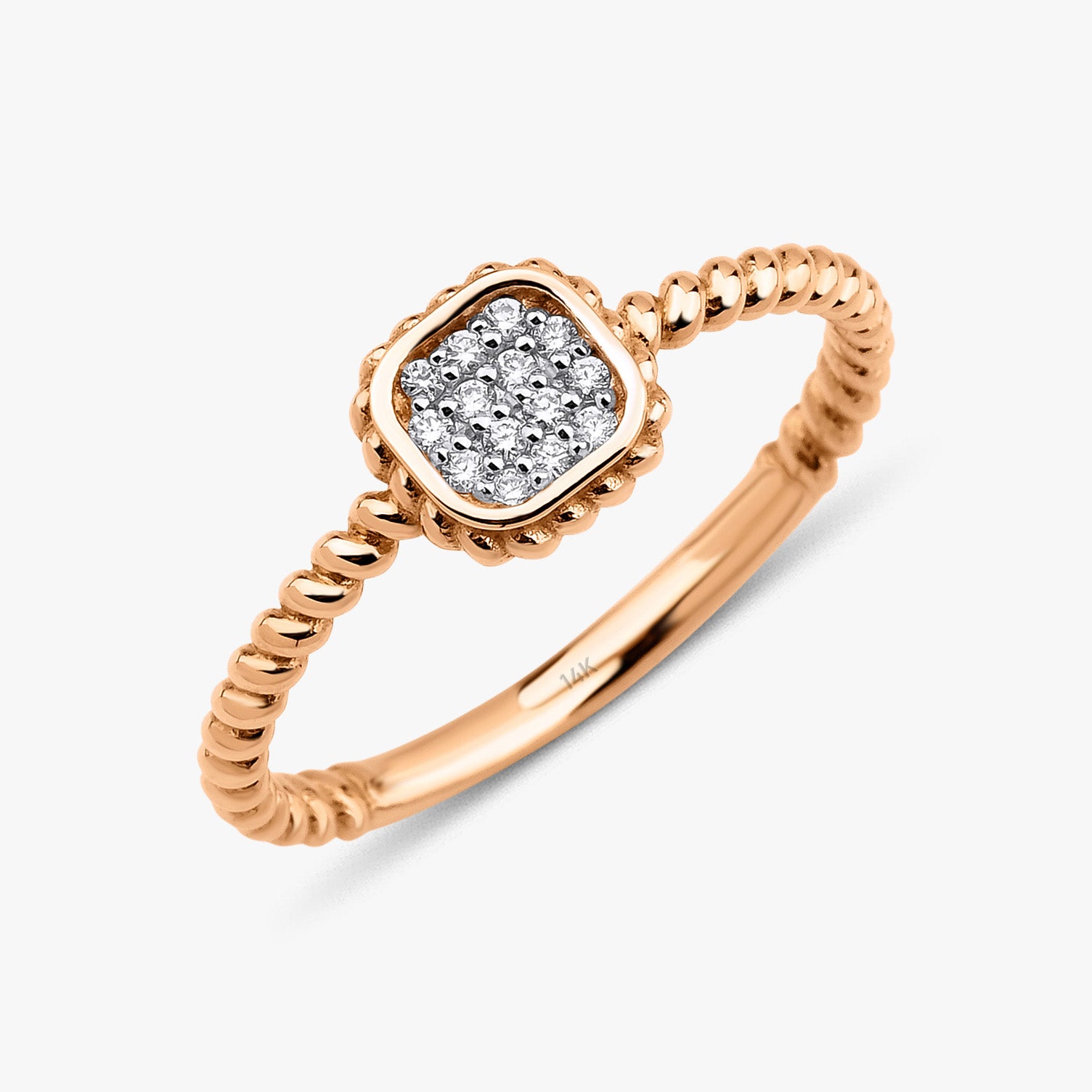 Diamond Mini Square Ring in 14K Gold