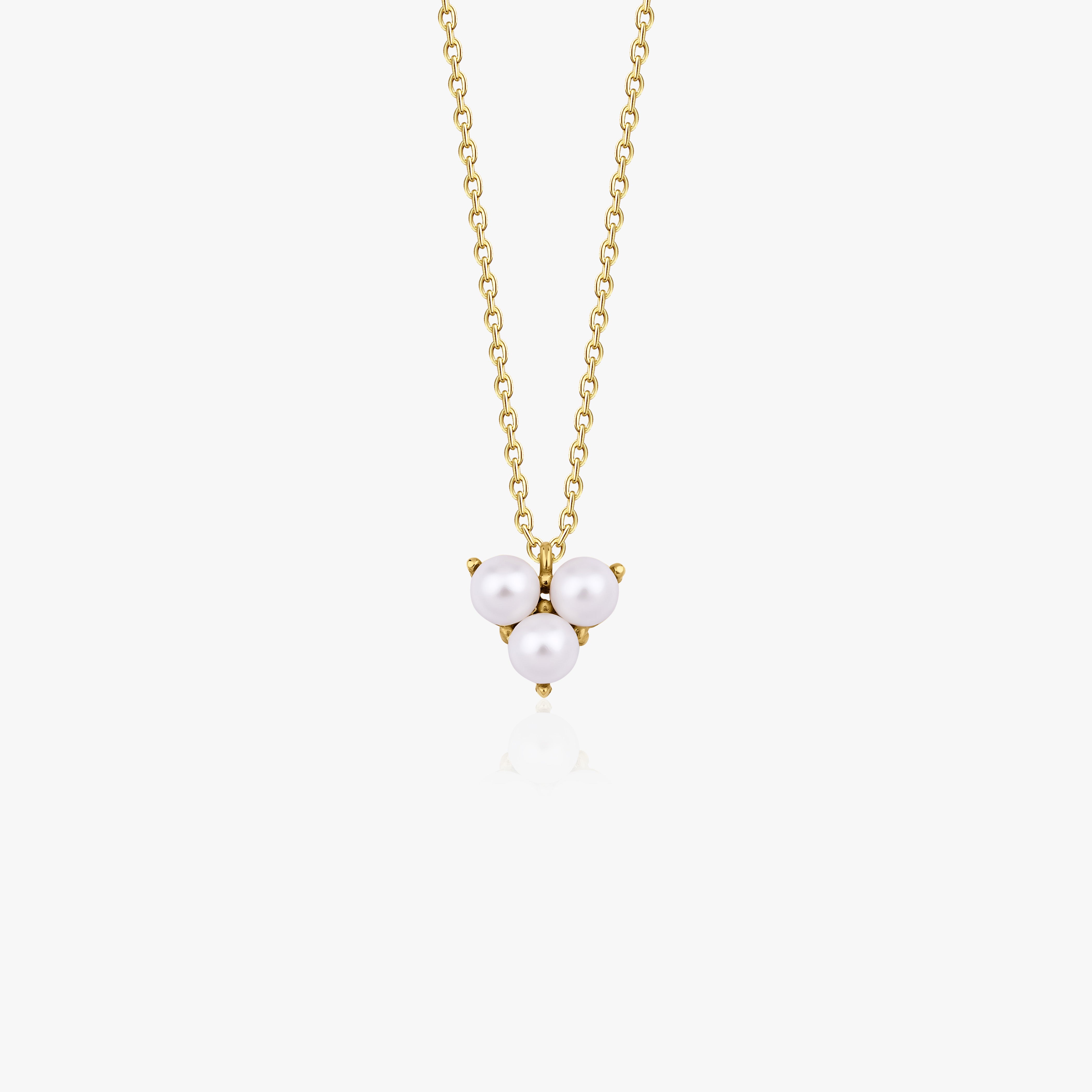 Triple Pearl Necklace in 14K Gold