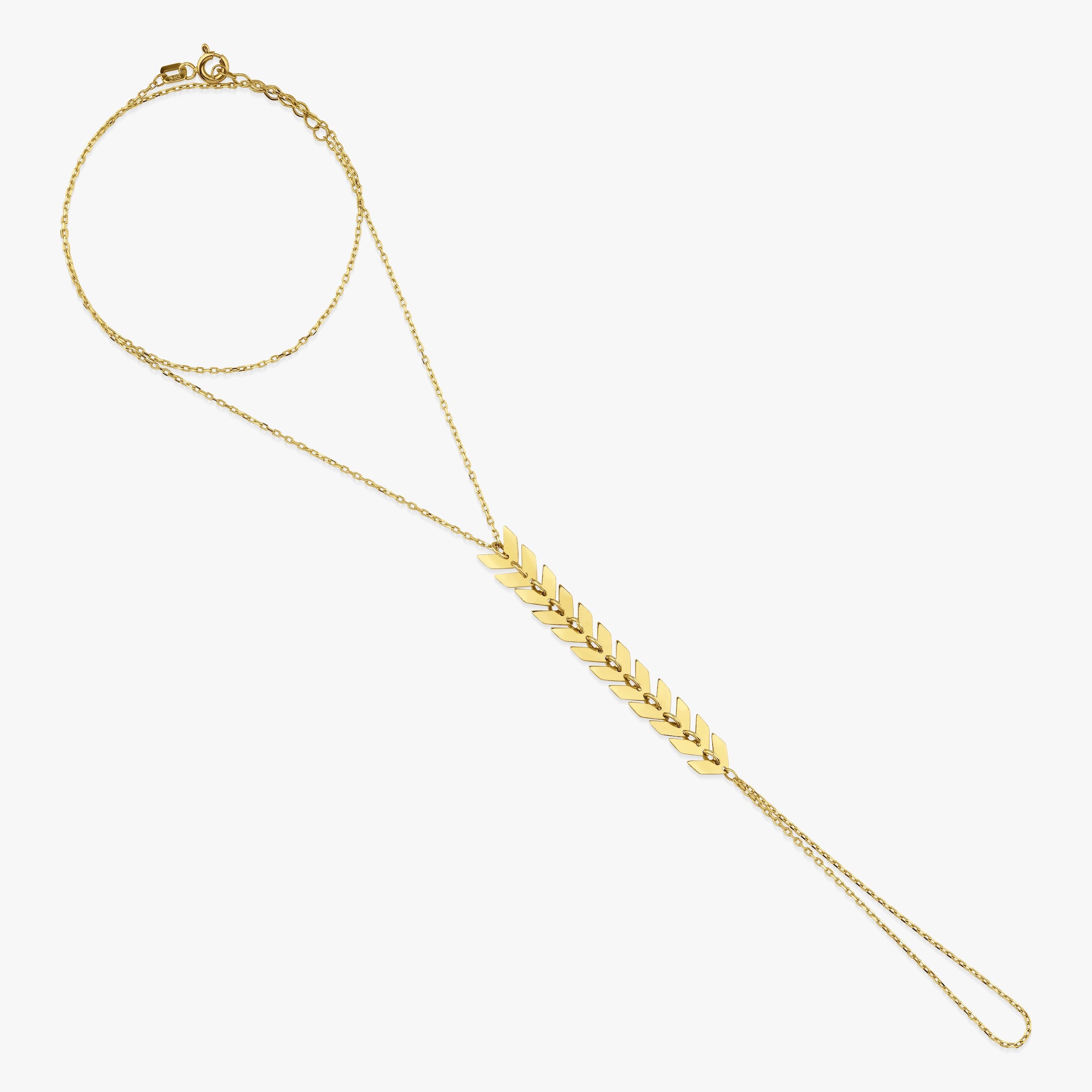 Arrow Hand Chain Bracelet In 14K Gold