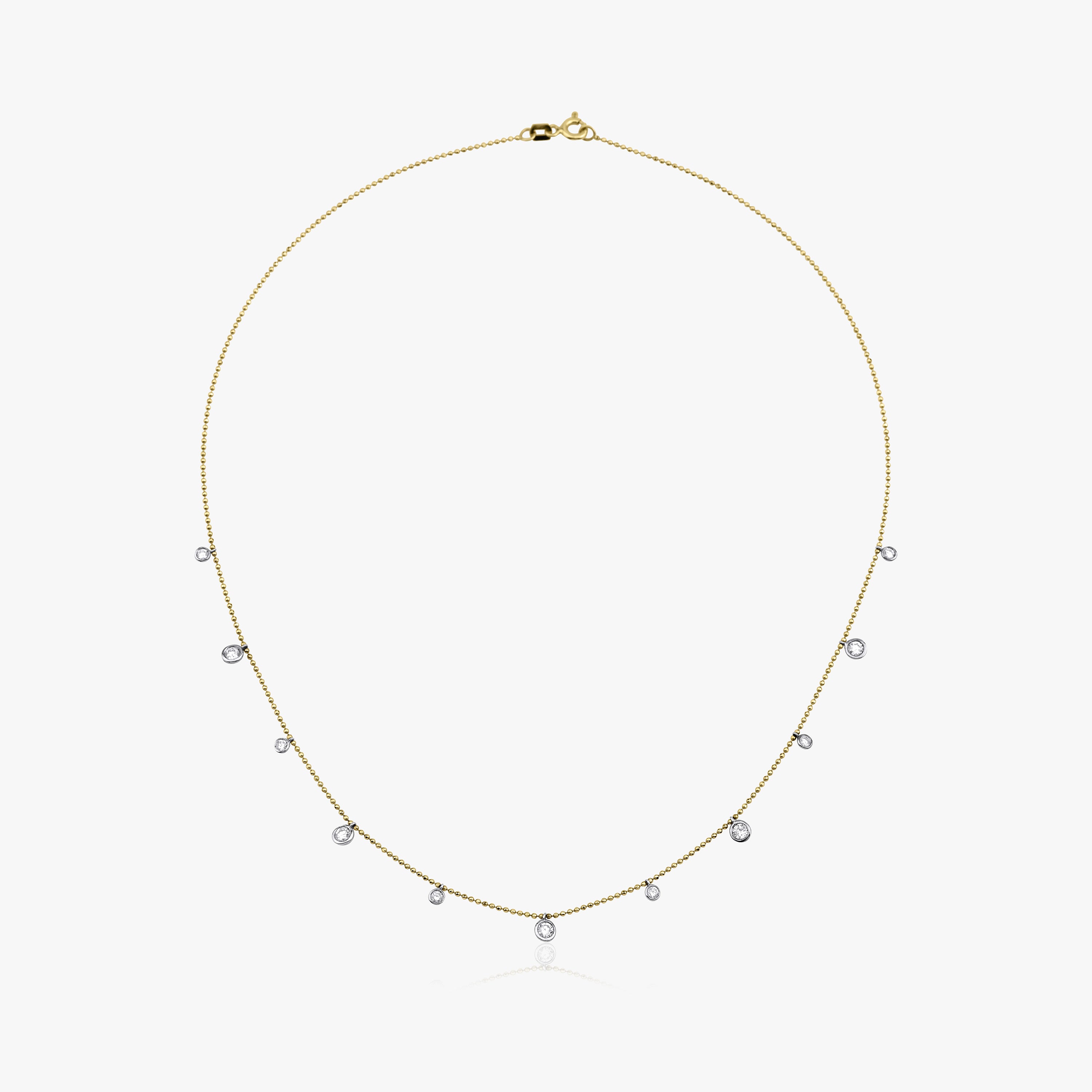 Diamond Ball Chain Station Necklace in 14K Gold