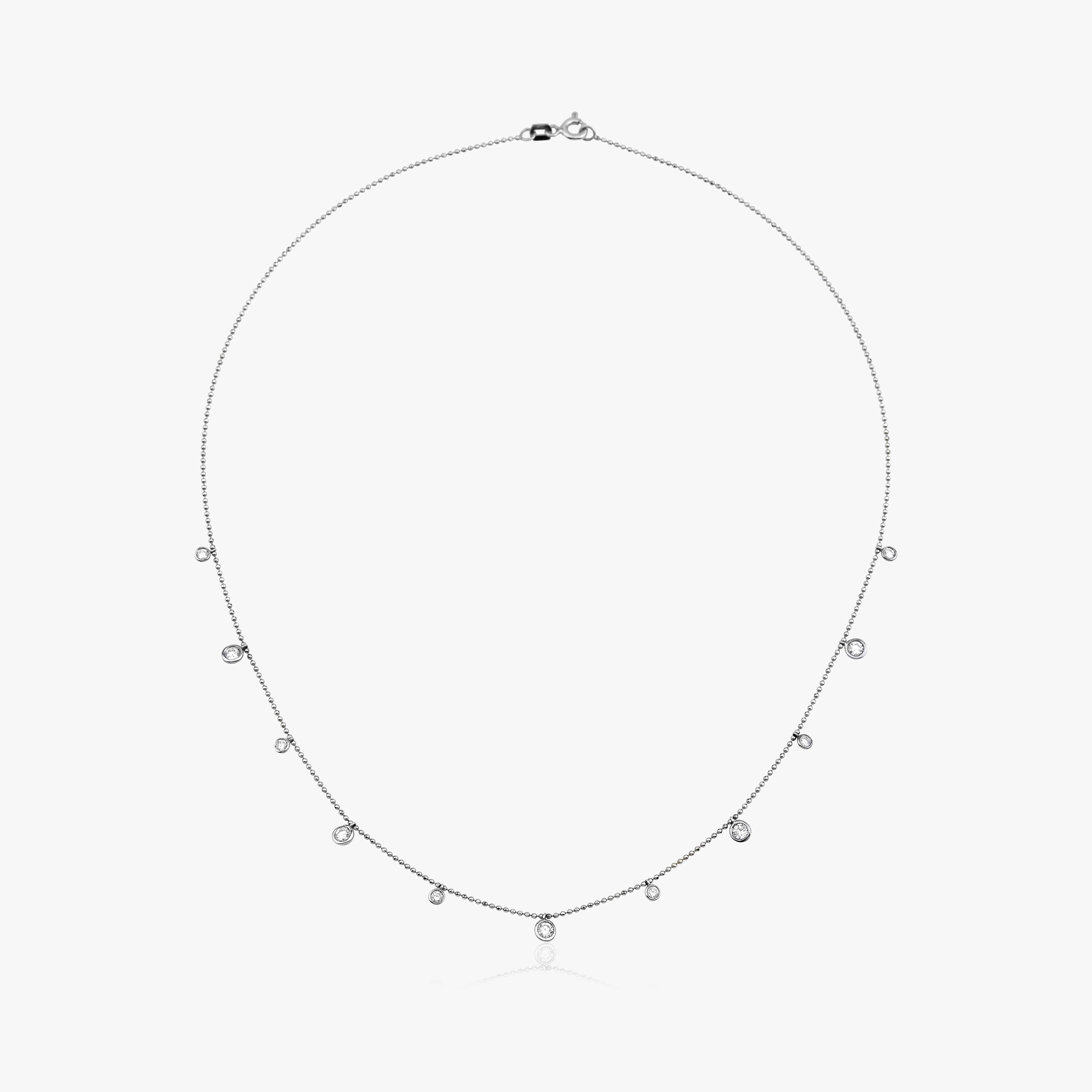 Diamond Ball Chain Station Necklace