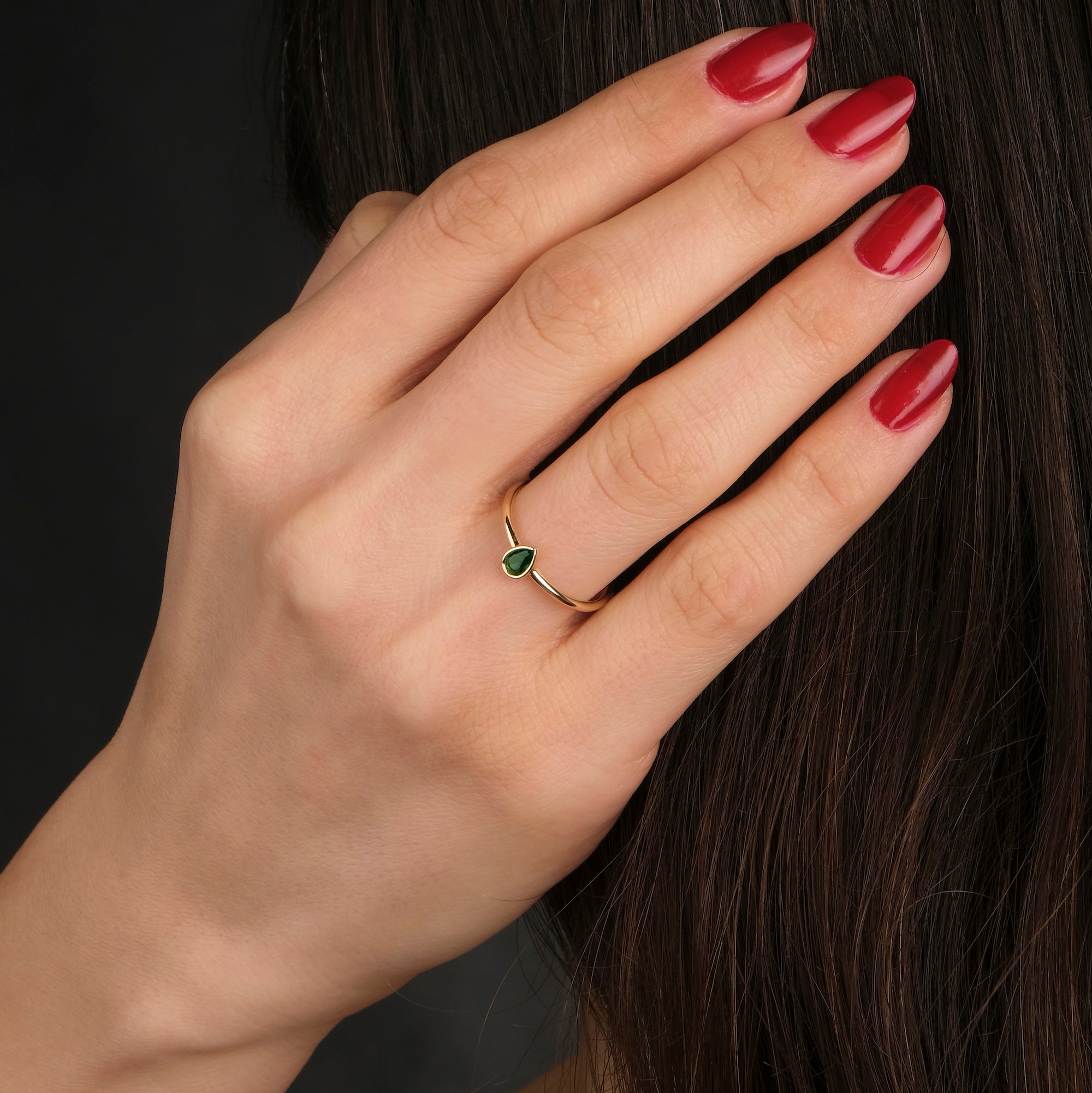 Drop Cut Gemstone Ring in 14K Gold