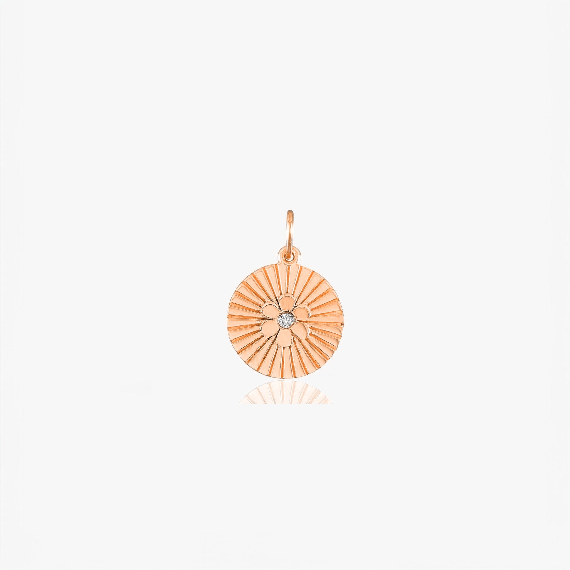 Diamond Daisy Coin Charm in 14K Gold