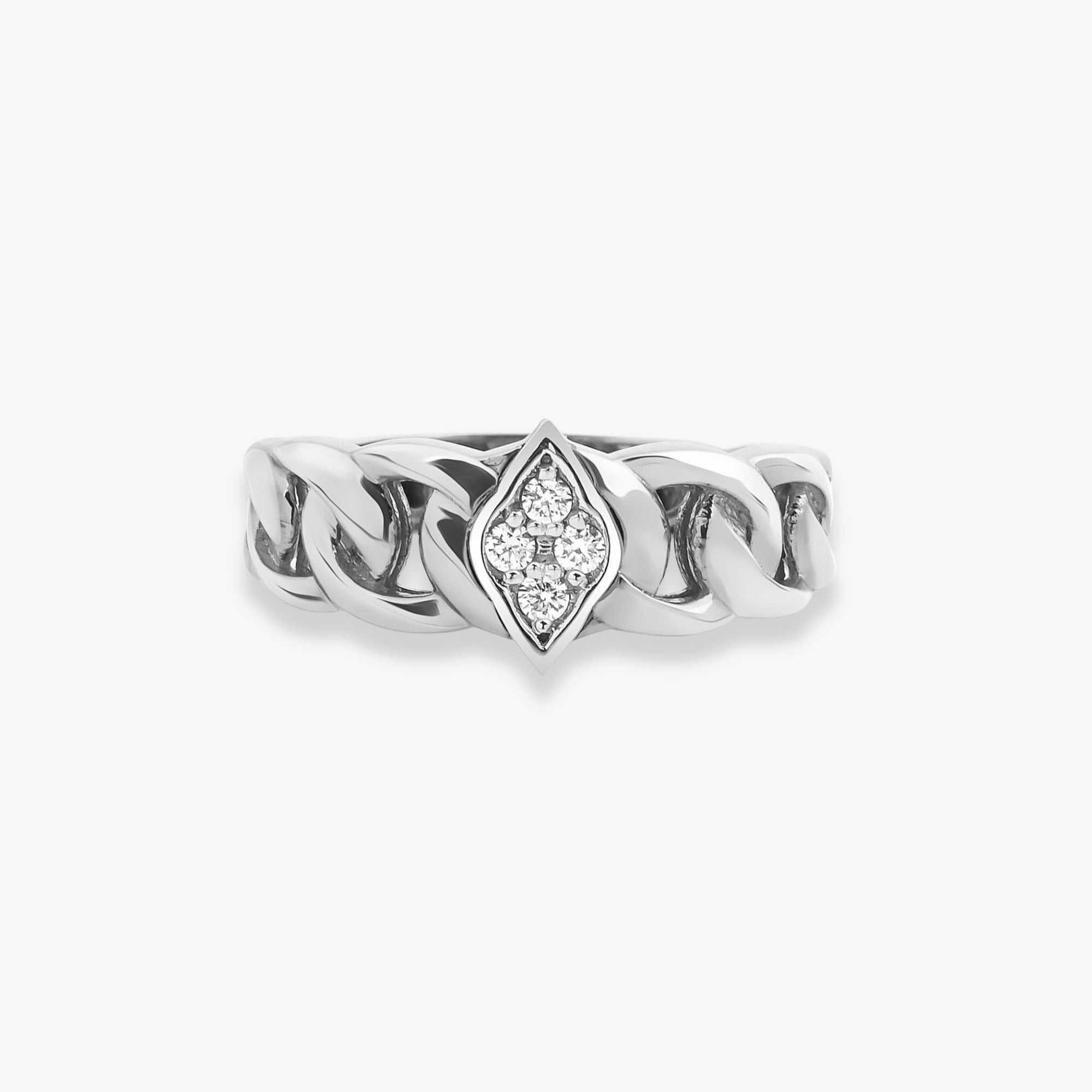 Diamond Dimension Chain Ring in 14K Gold